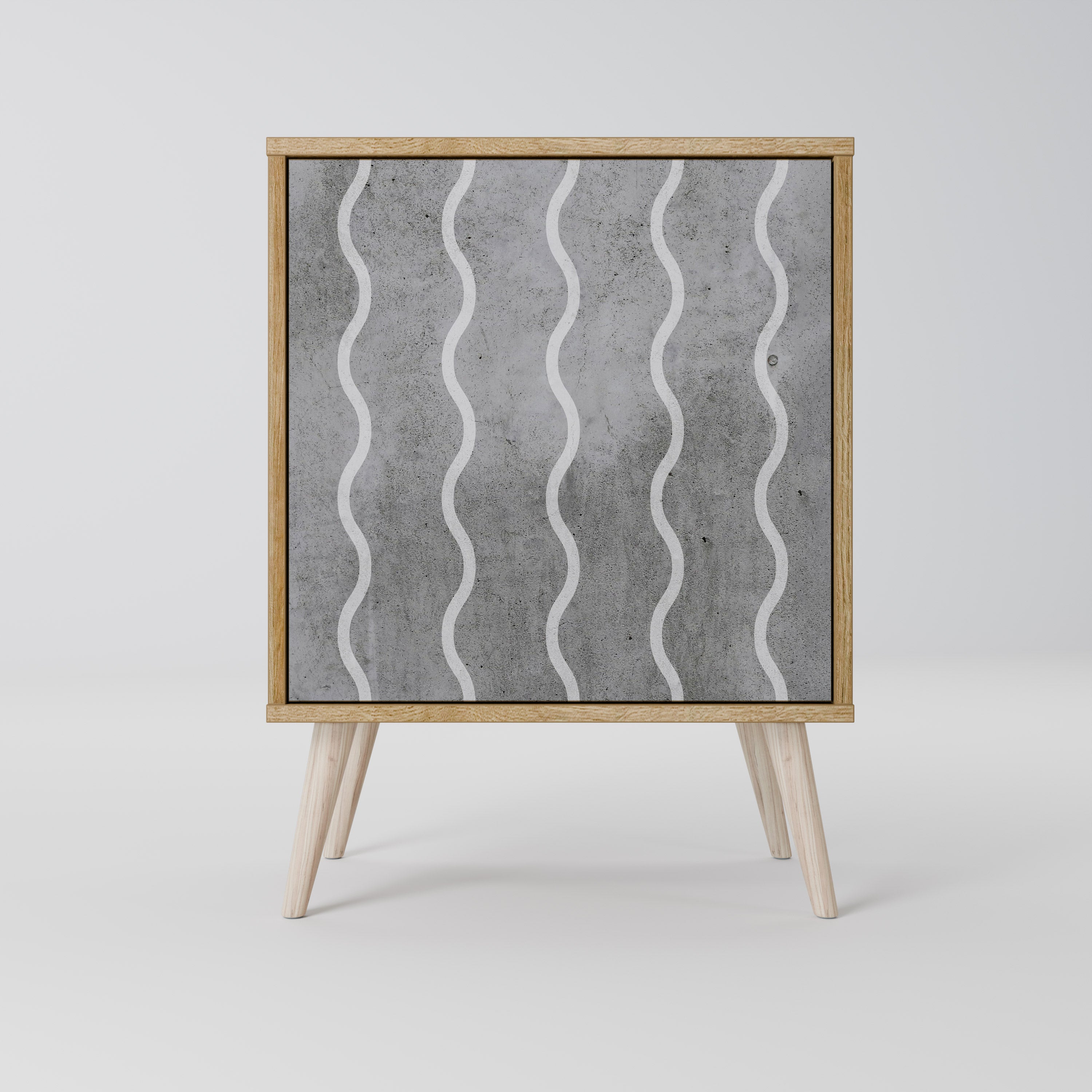 WAVES OF CONCRETE Sideboard mit 1 Tür in Eiche-Optik