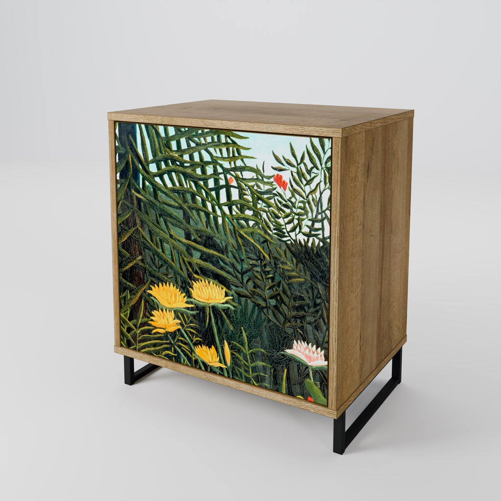 VIRGIN FOREST WITH SUNSET Sideboard mit 1 Tür in Eiche-Optik