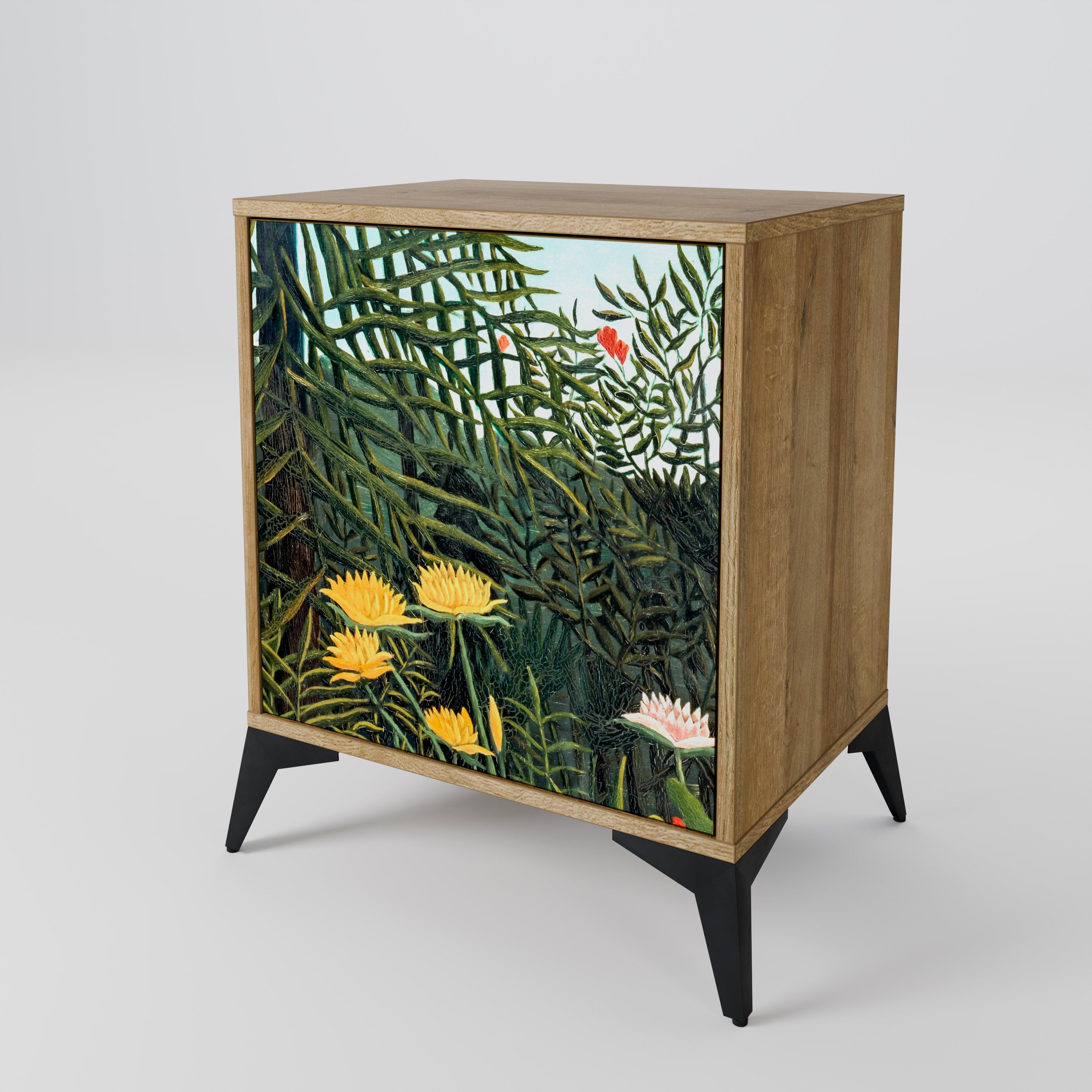 VIRGIN FOREST WITH SUNSET Sideboard mit 1 Tür in Eiche-Optik