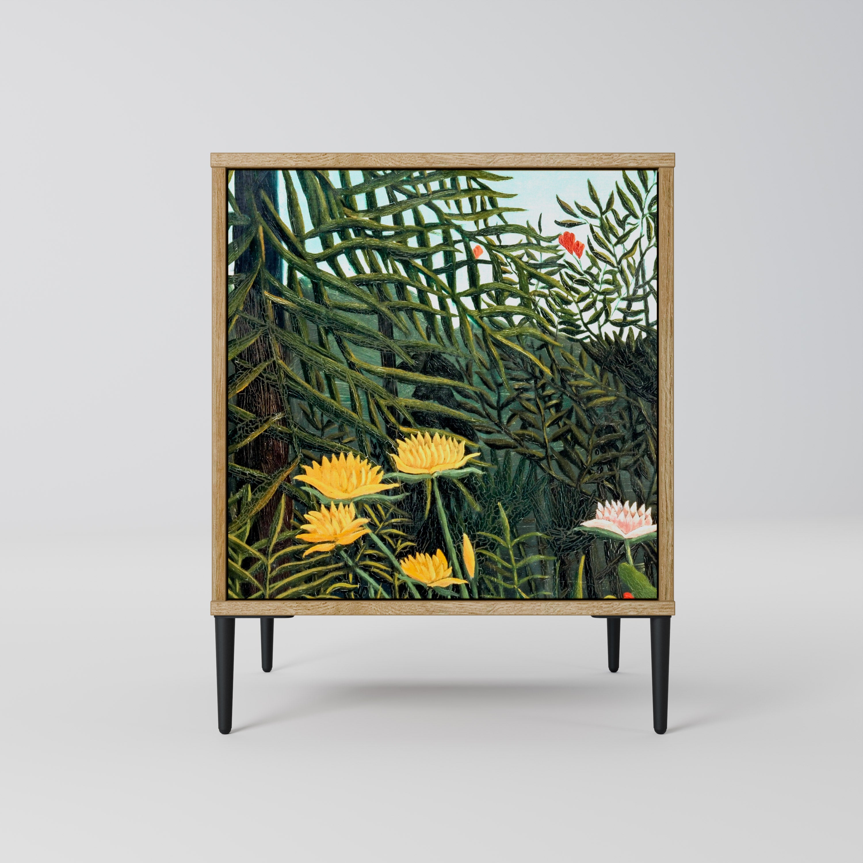 VIRGIN FOREST WITH SUNSET Sideboard mit 1 Tür in Eiche-Optik