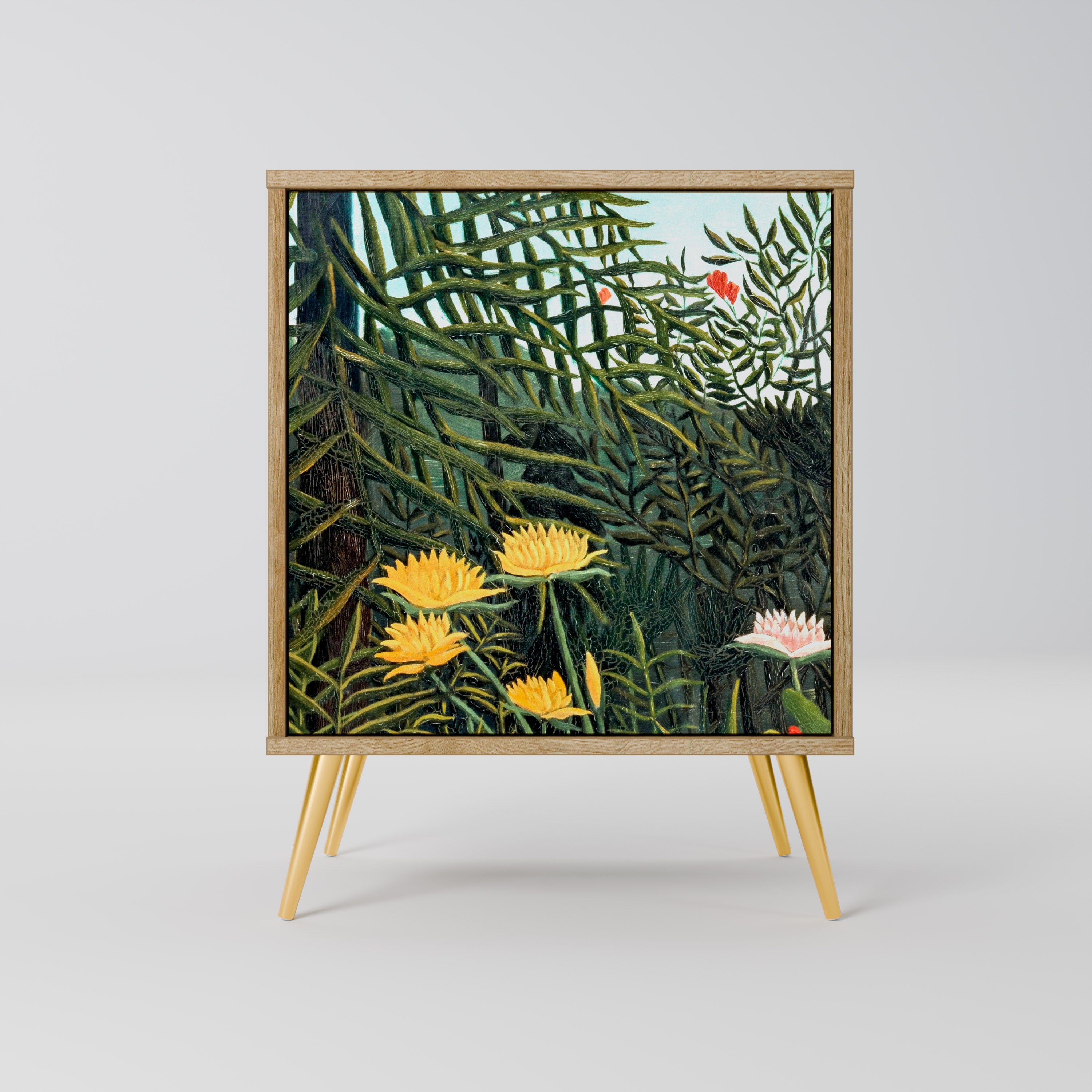 VIRGIN FOREST WITH SUNSET Sideboard mit 1 Tür in Eiche-Optik