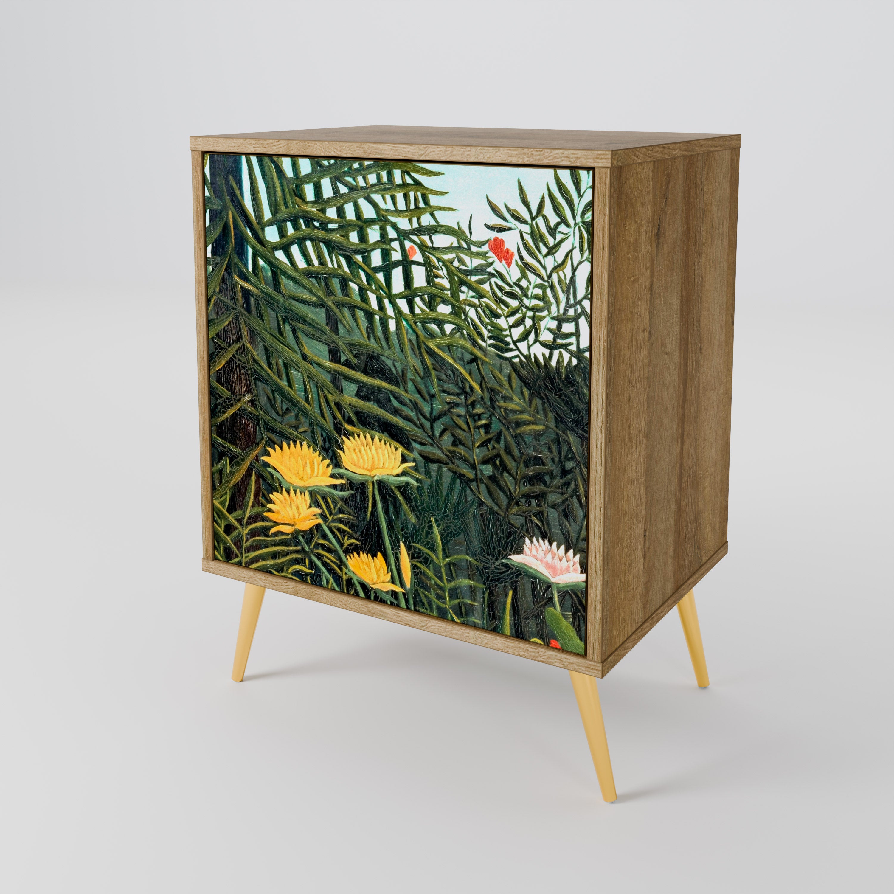 VIRGIN FOREST WITH SUNSET Sideboard mit 1 Tür in Eiche-Optik