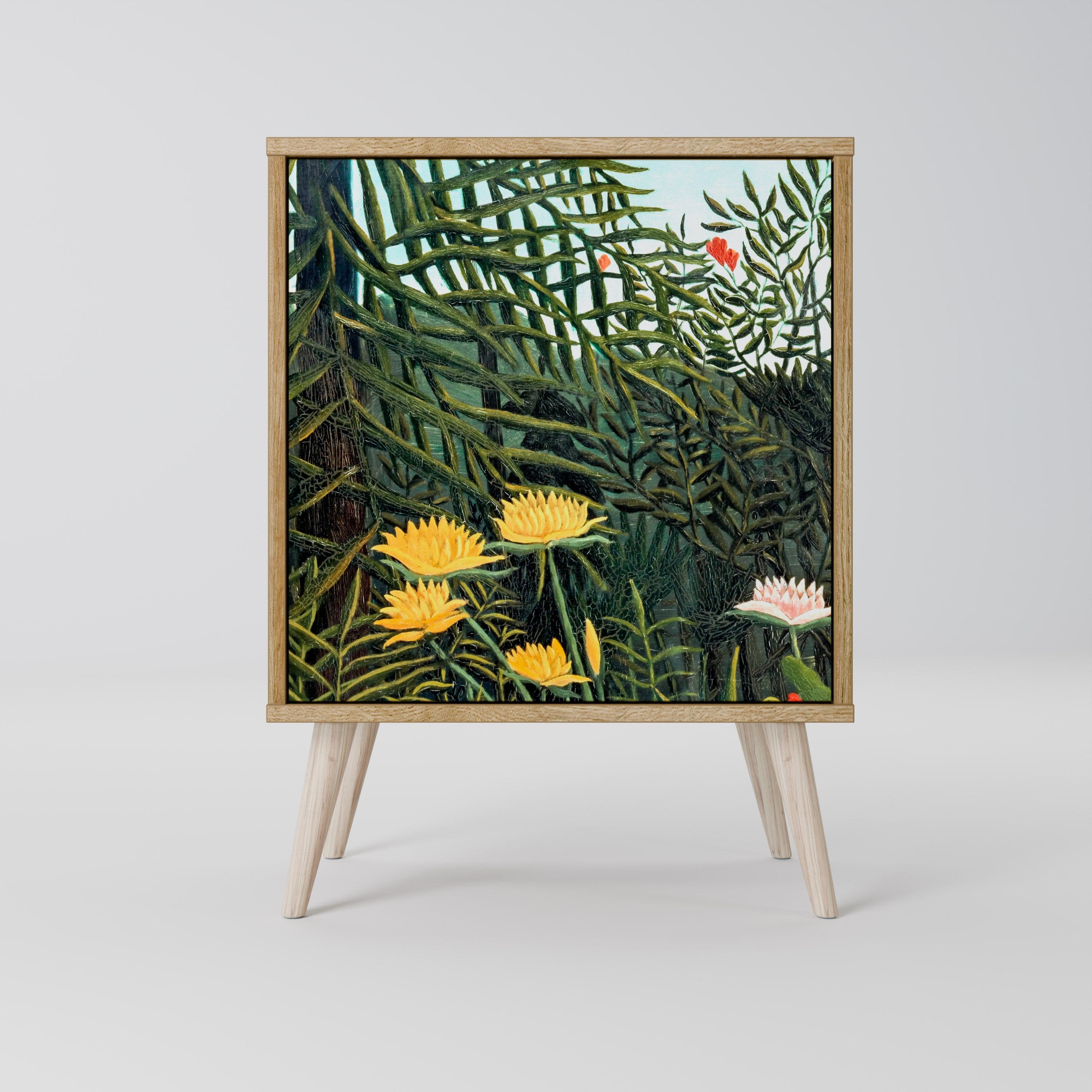 VIRGIN FOREST WITH SUNSET Sideboard mit 1 Tür in Eiche-Optik