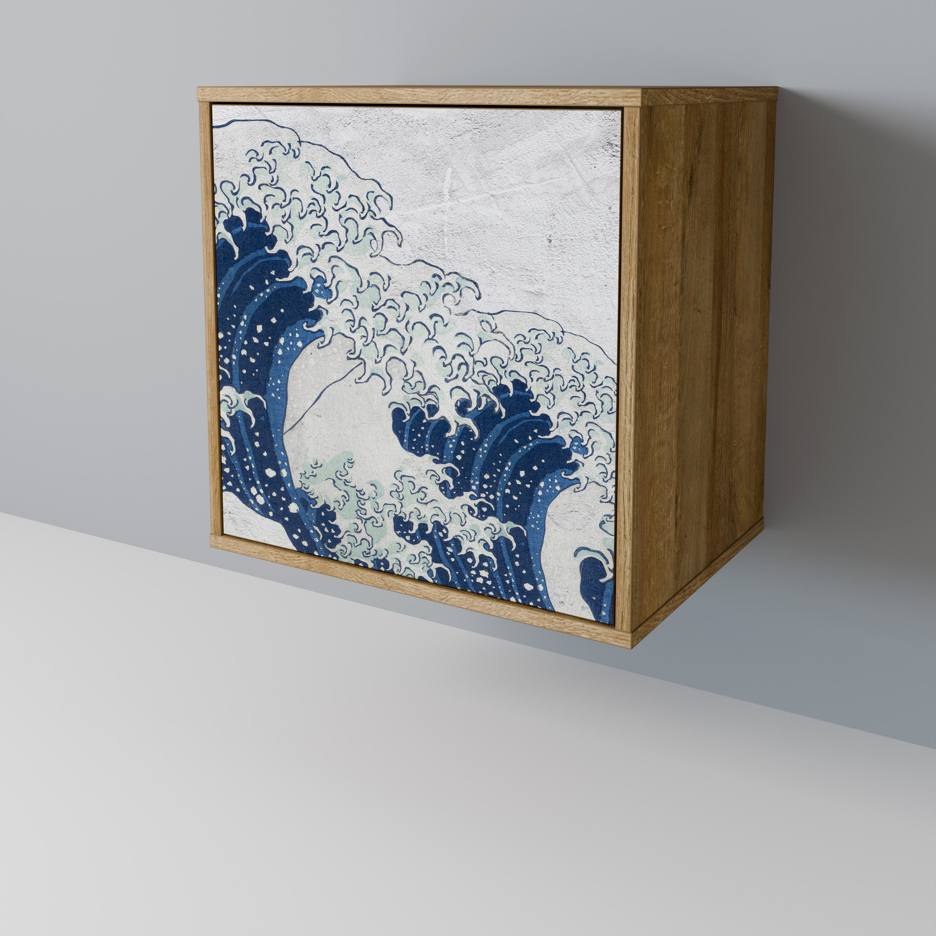 THE GREAT WAVE AT KANAGAWA Sideboard mit 1 Tür in Eiche-Optik