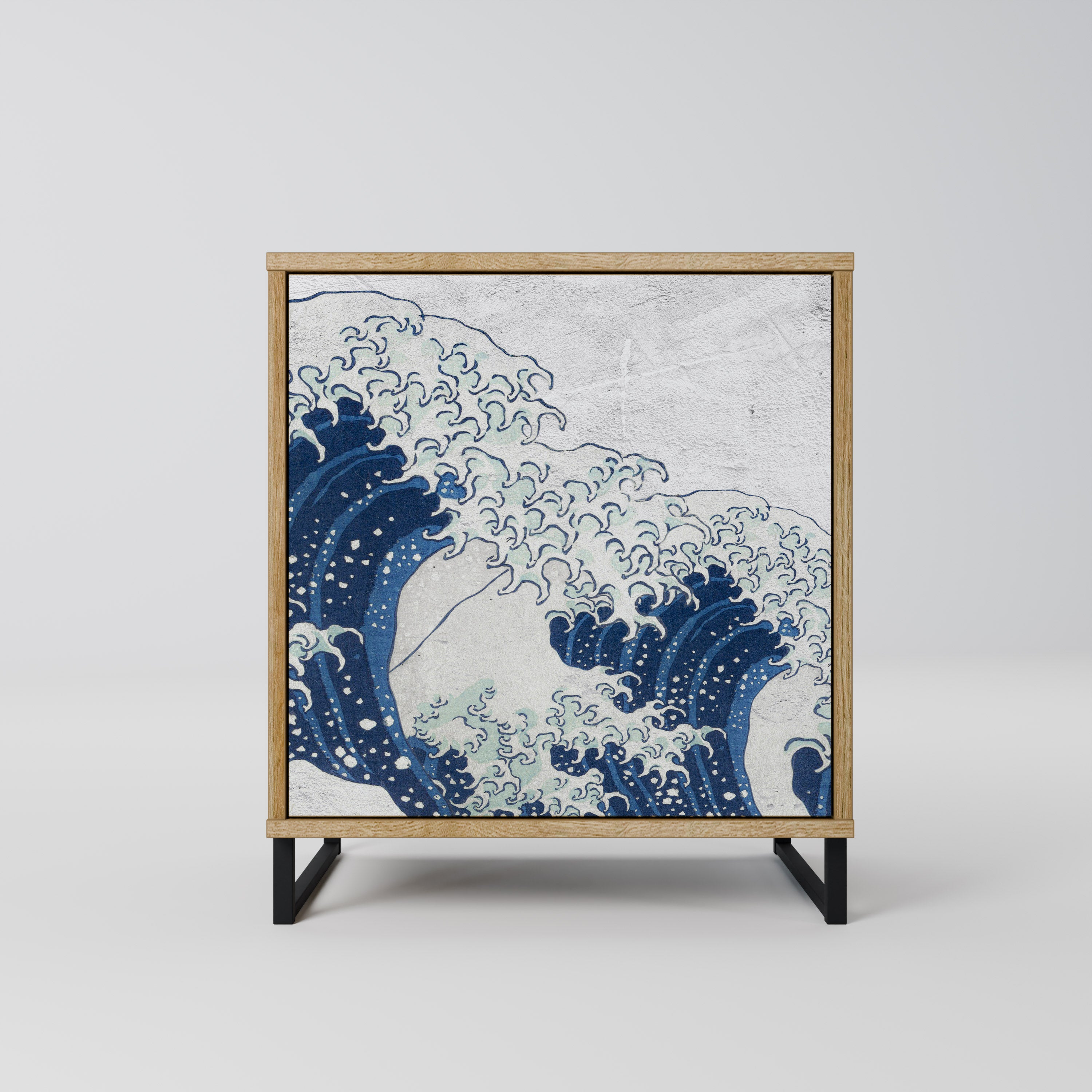 THE GREAT WAVE AT KANAGAWA Sideboard mit 1 Tür in Eiche-Optik