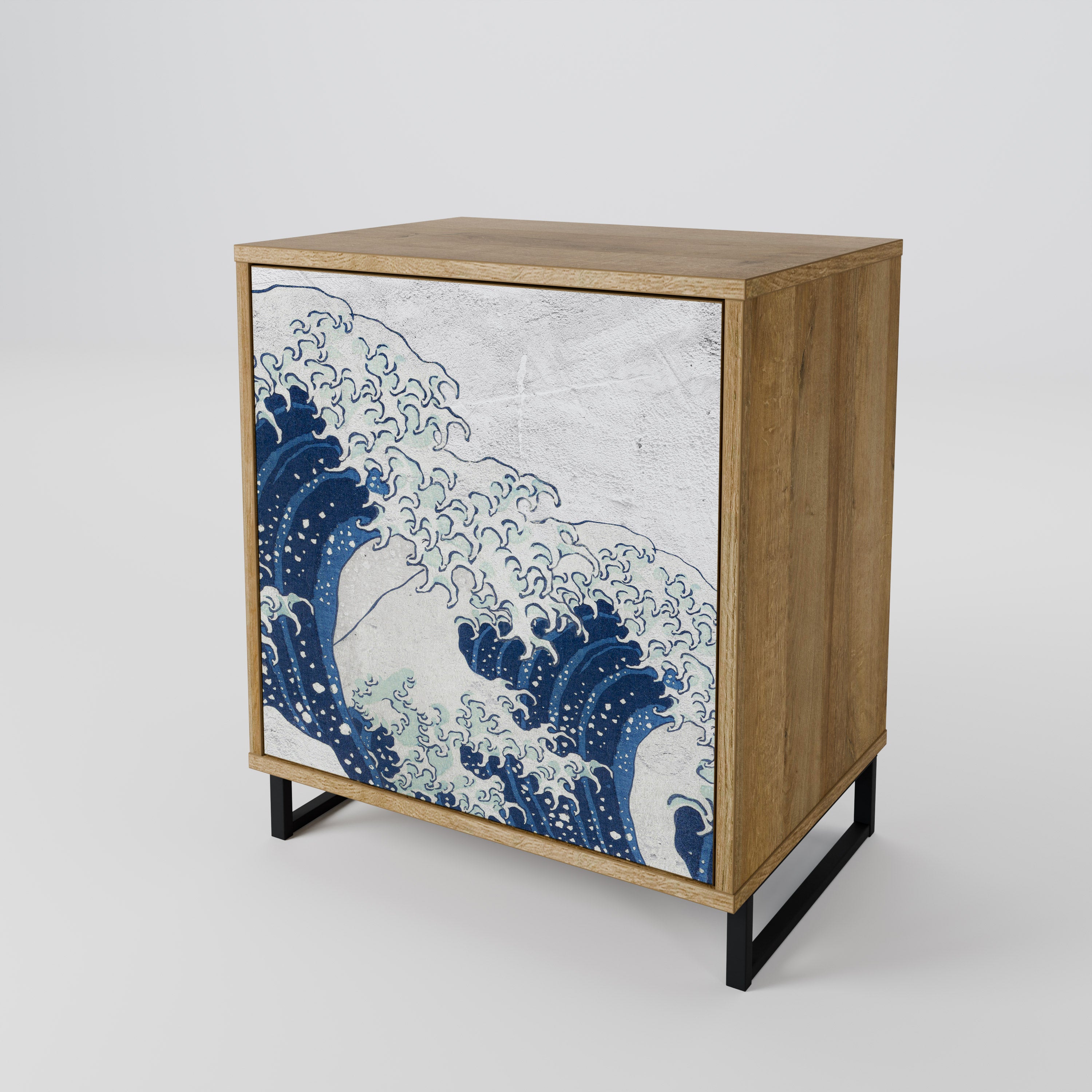 THE GREAT WAVE AT KANAGAWA Sideboard mit 1 Tür in Eiche-Optik
