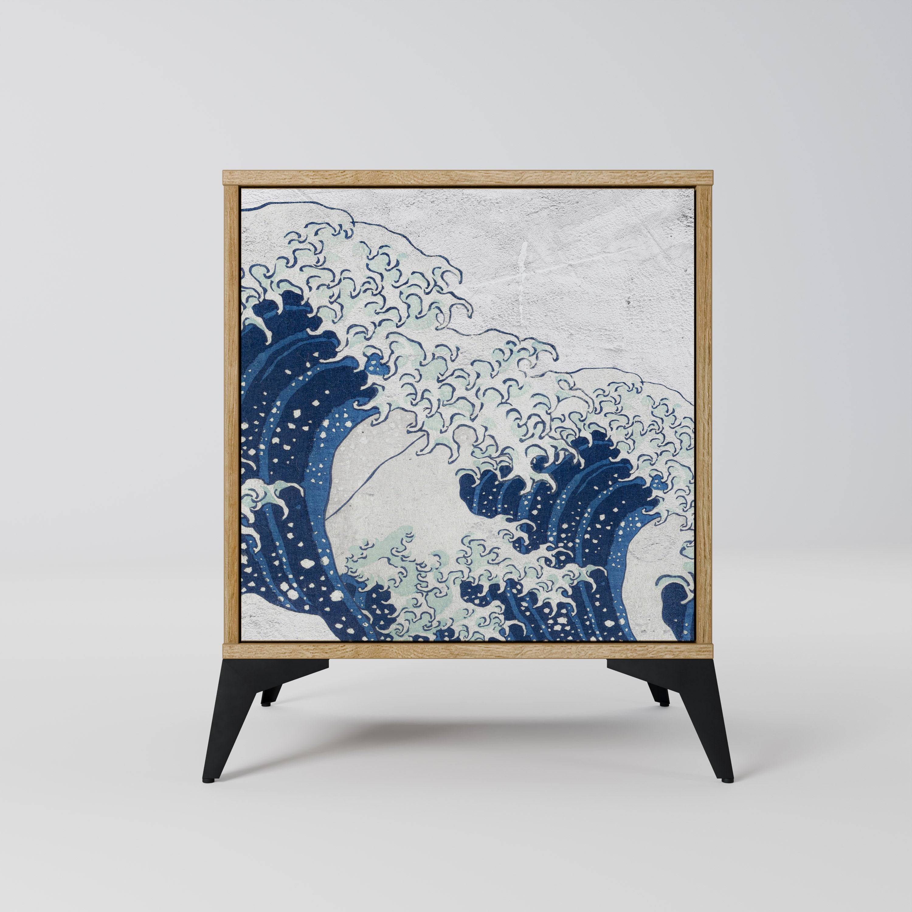 THE GREAT WAVE AT KANAGAWA Sideboard mit 1 Tür in Eiche-Optik