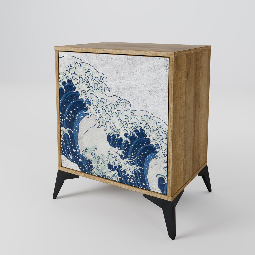 THE GREAT WAVE AT KANAGAWA Sideboard mit 1 Tür in Eiche-Optik