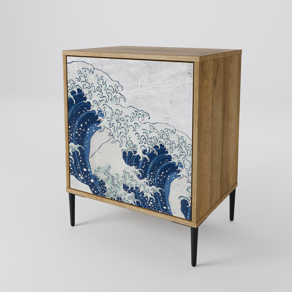 THE GREAT WAVE AT KANAGAWA Sideboard mit 1 Tür in Eiche-Optik