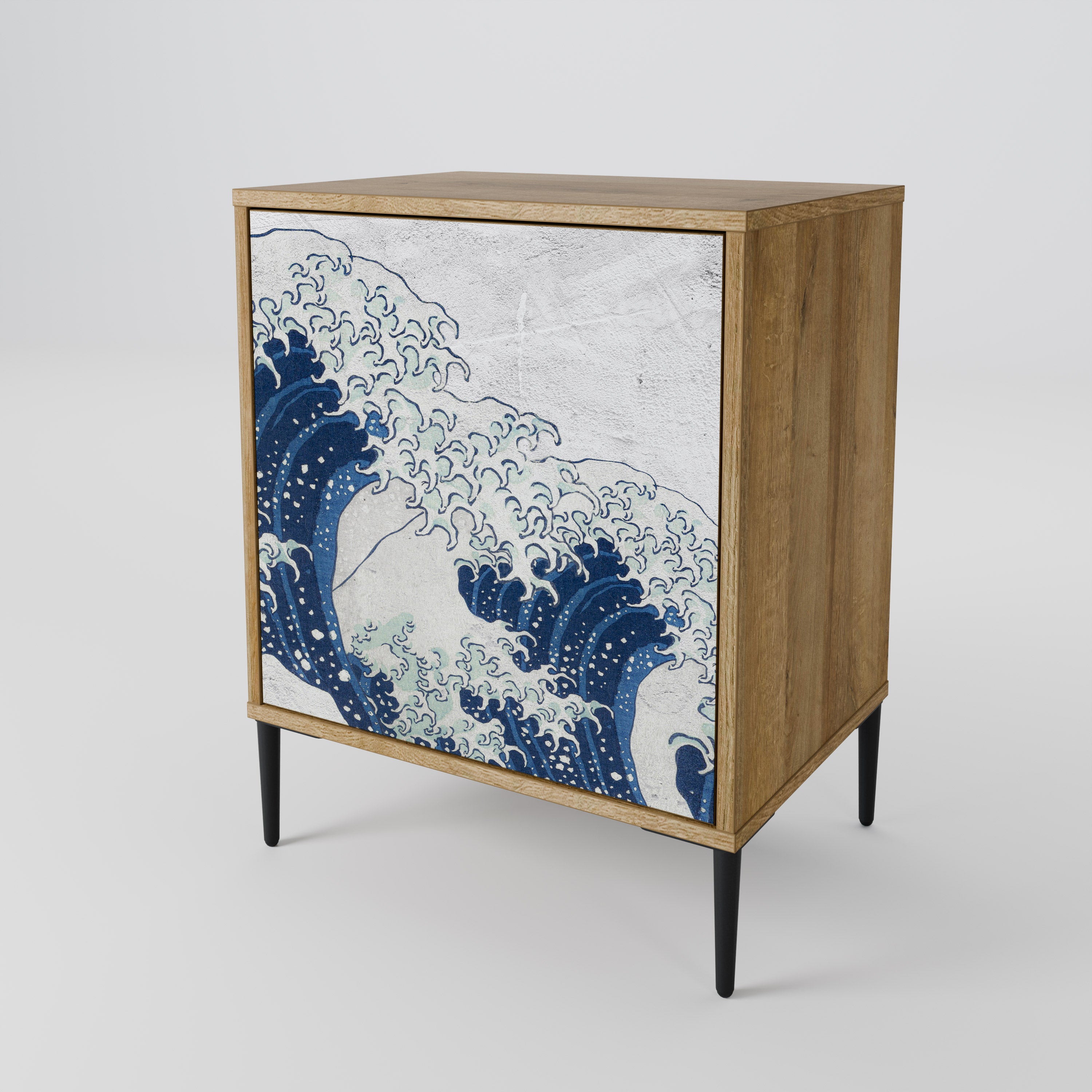THE GREAT WAVE AT KANAGAWA Sideboard mit 1 Tür in Eiche-Optik