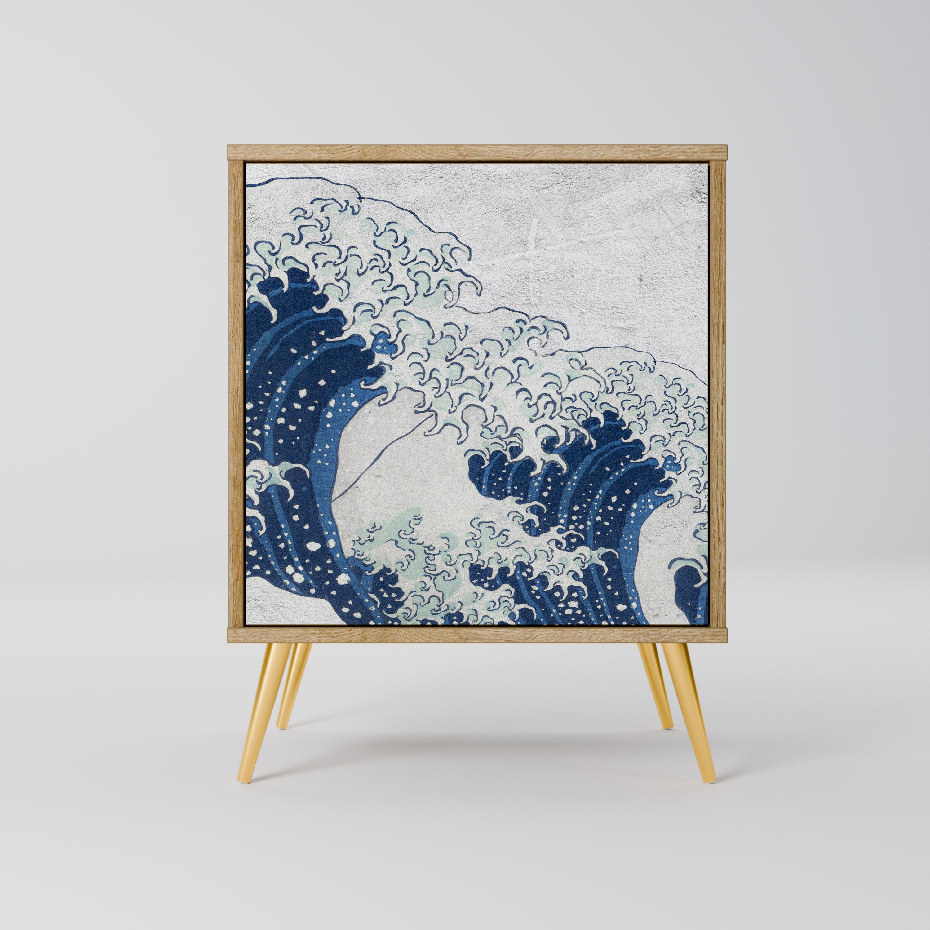 THE GREAT WAVE AT KANAGAWA Sideboard mit 1 Tür in Eiche-Optik