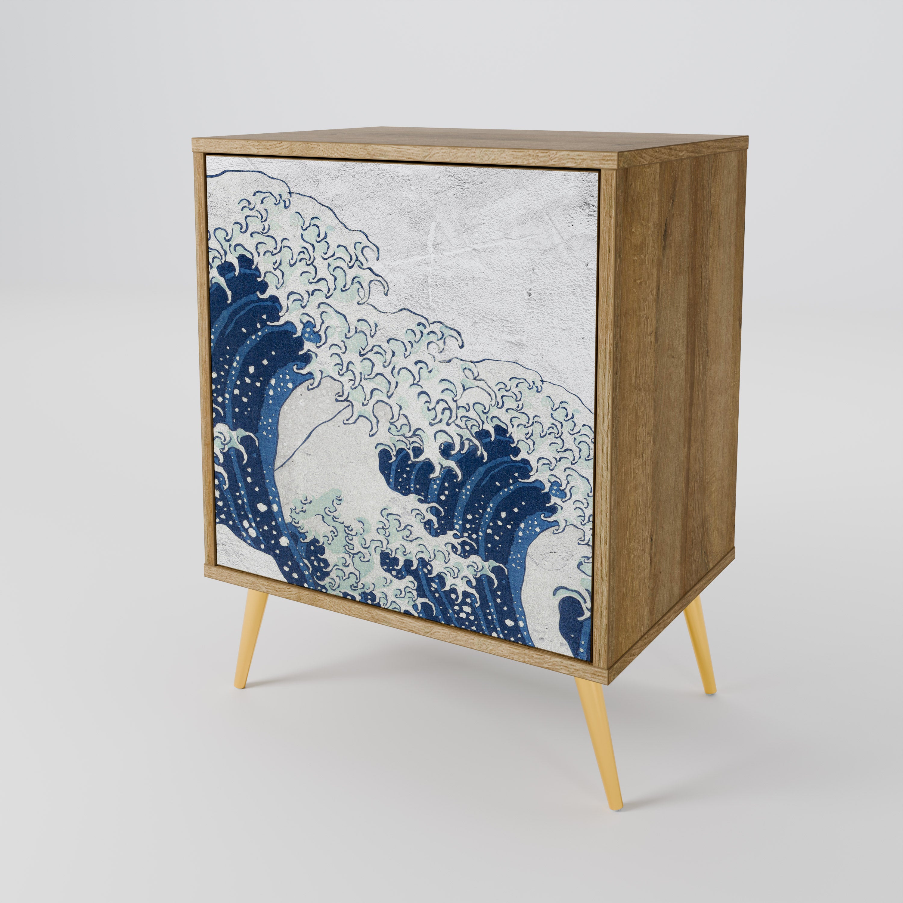 THE GREAT WAVE AT KANAGAWA Sideboard mit 1 Tür in Eiche-Optik
