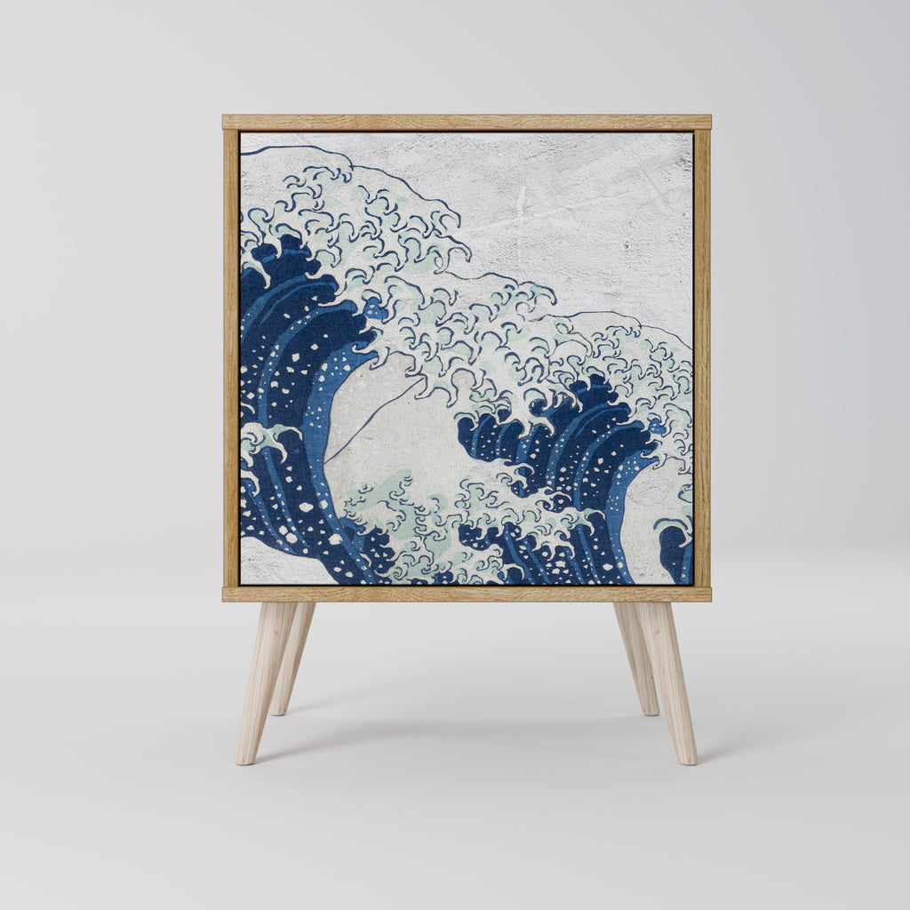 THE GREAT WAVE AT KANAGAWA Sideboard mit 1 Tür in Eiche-Optik
