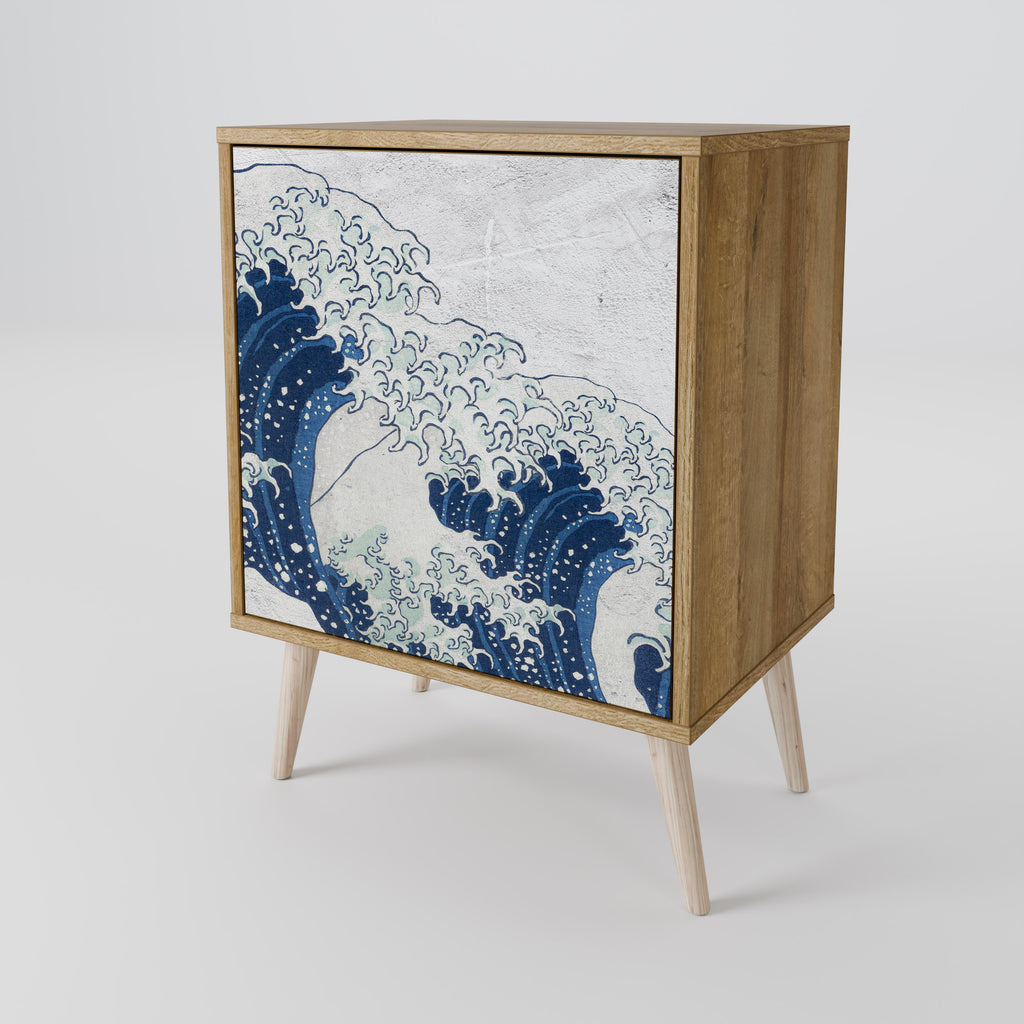 THE GREAT WAVE AT KANAGAWA Sideboard mit 1 Tür in Eiche-Optik
