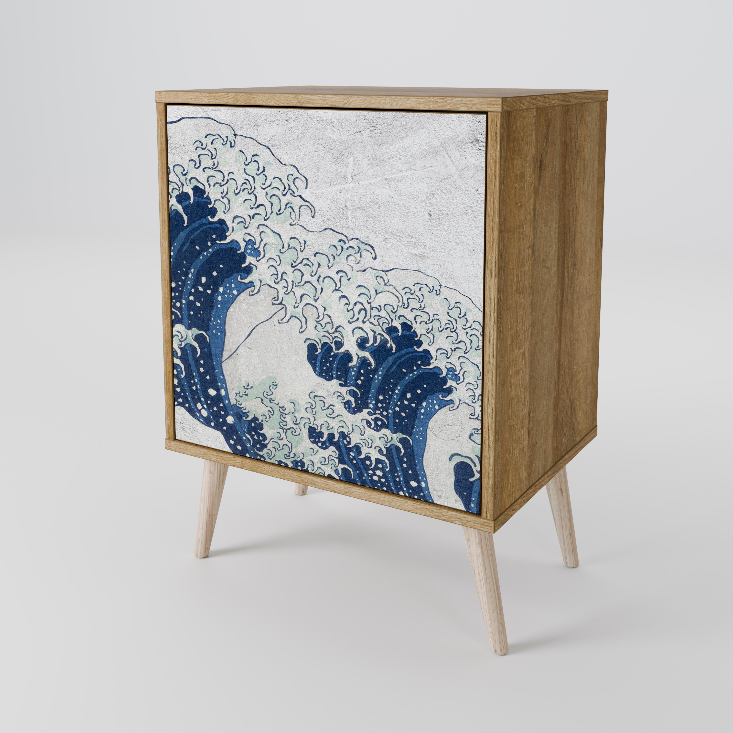 THE GREAT WAVE AT KANAGAWA Sideboard mit 1 Tür in Eiche-Optik