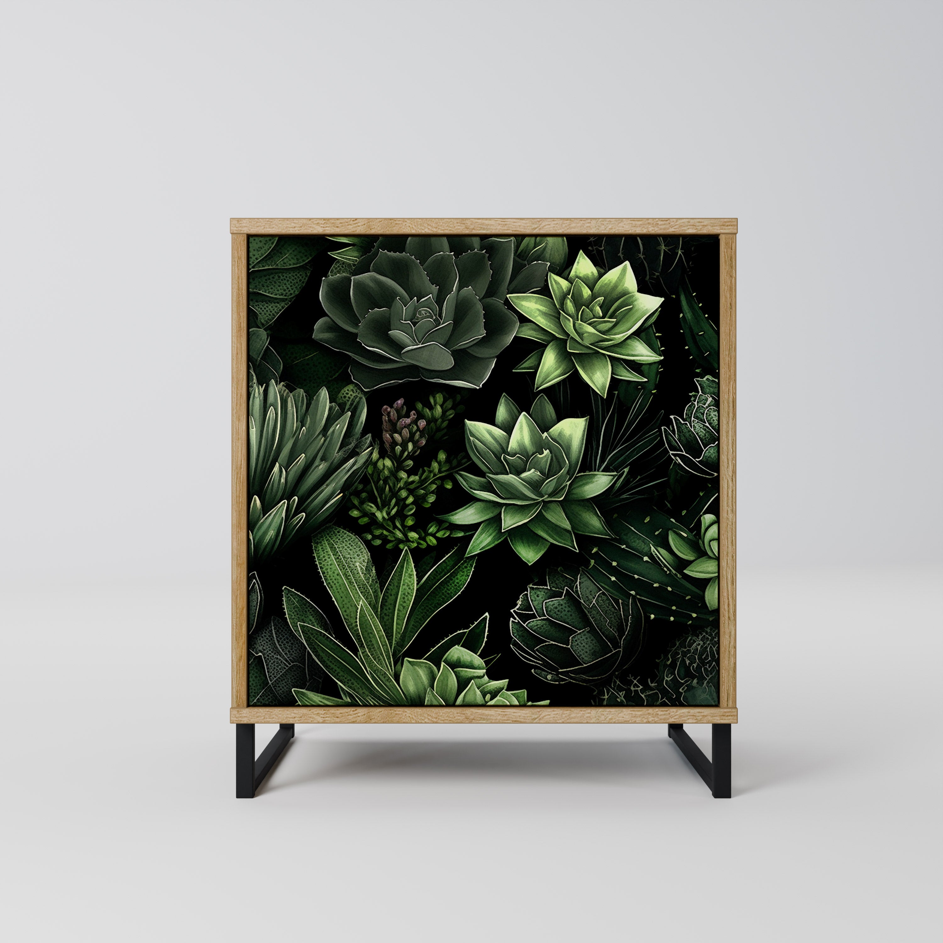 SUCCULENT JUNGLE Sideboard mit 1 Tür in Eiche-Optik