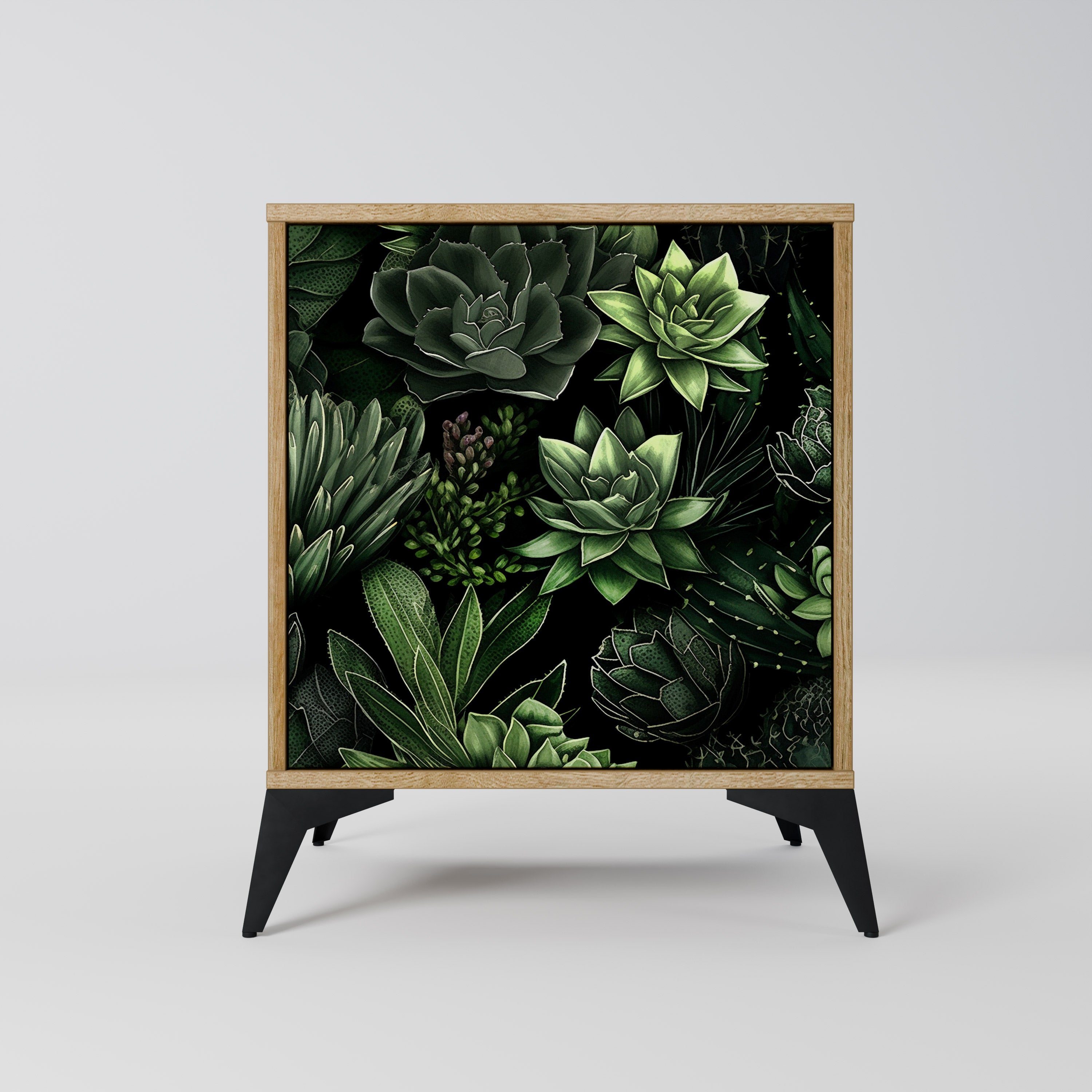 SUCCULENT JUNGLE Sideboard mit 1 Tür in Eiche-Optik