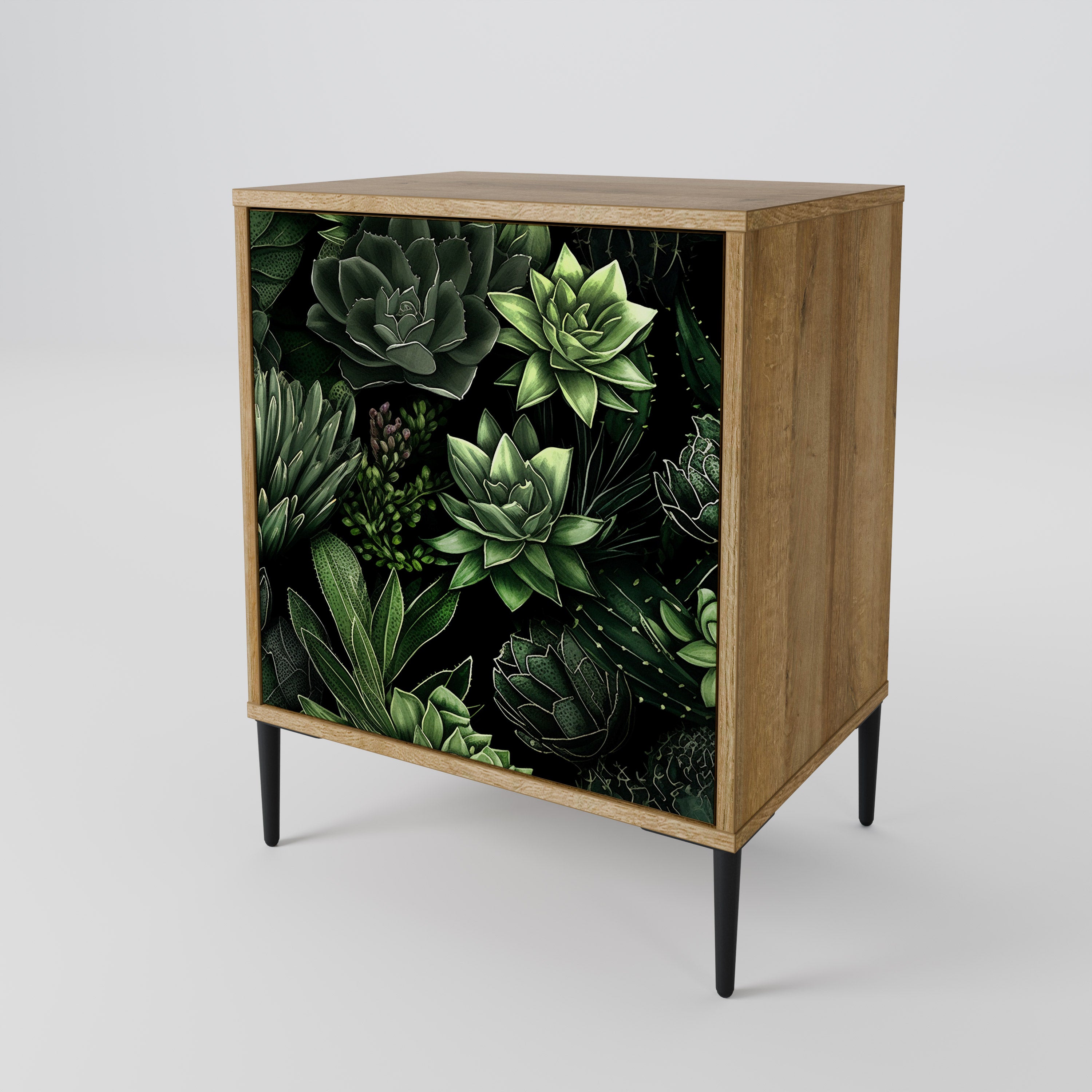 SUCCULENT JUNGLE Sideboard mit 1 Tür in Eiche-Optik