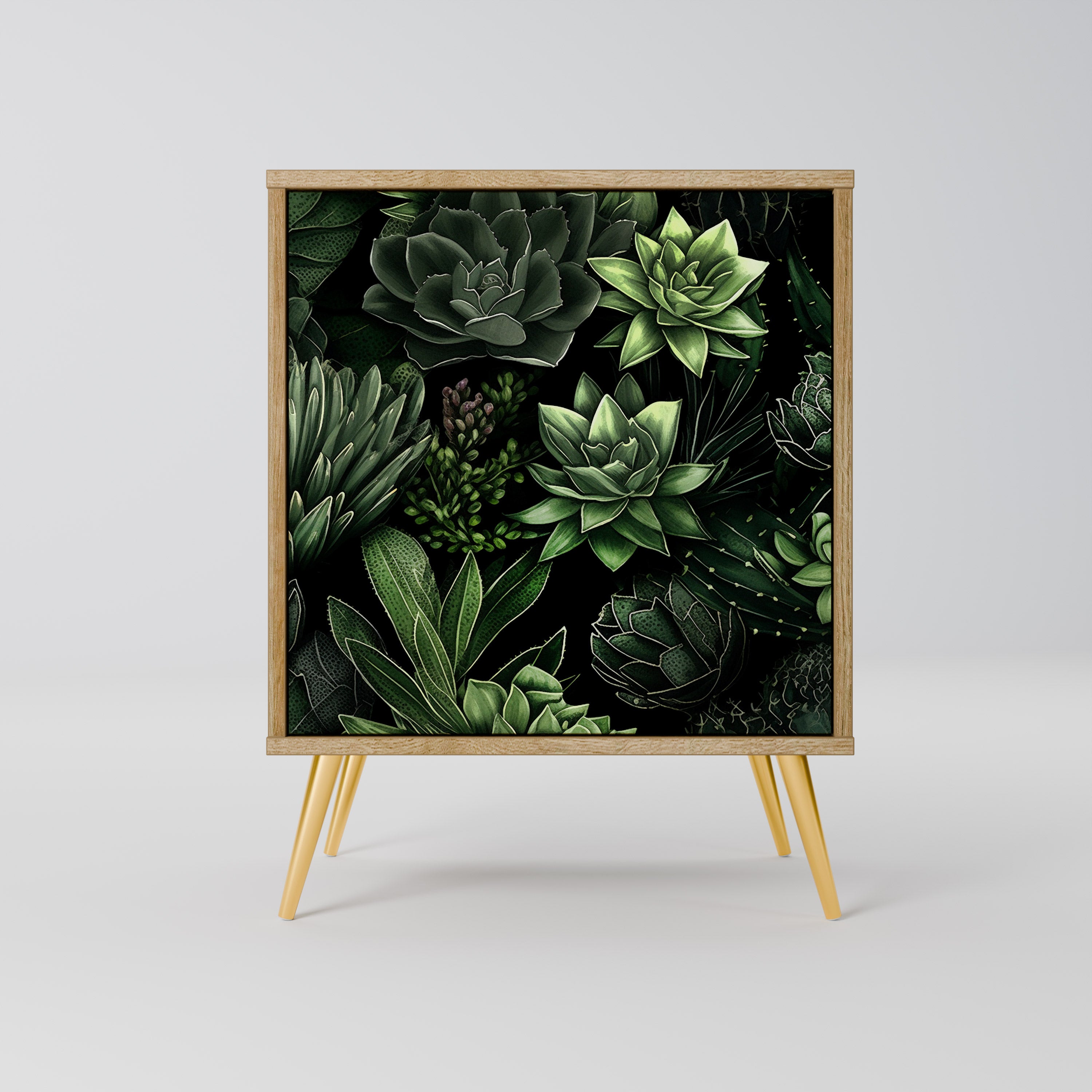 SUCCULENT JUNGLE Sideboard mit 1 Tür in Eiche-Optik