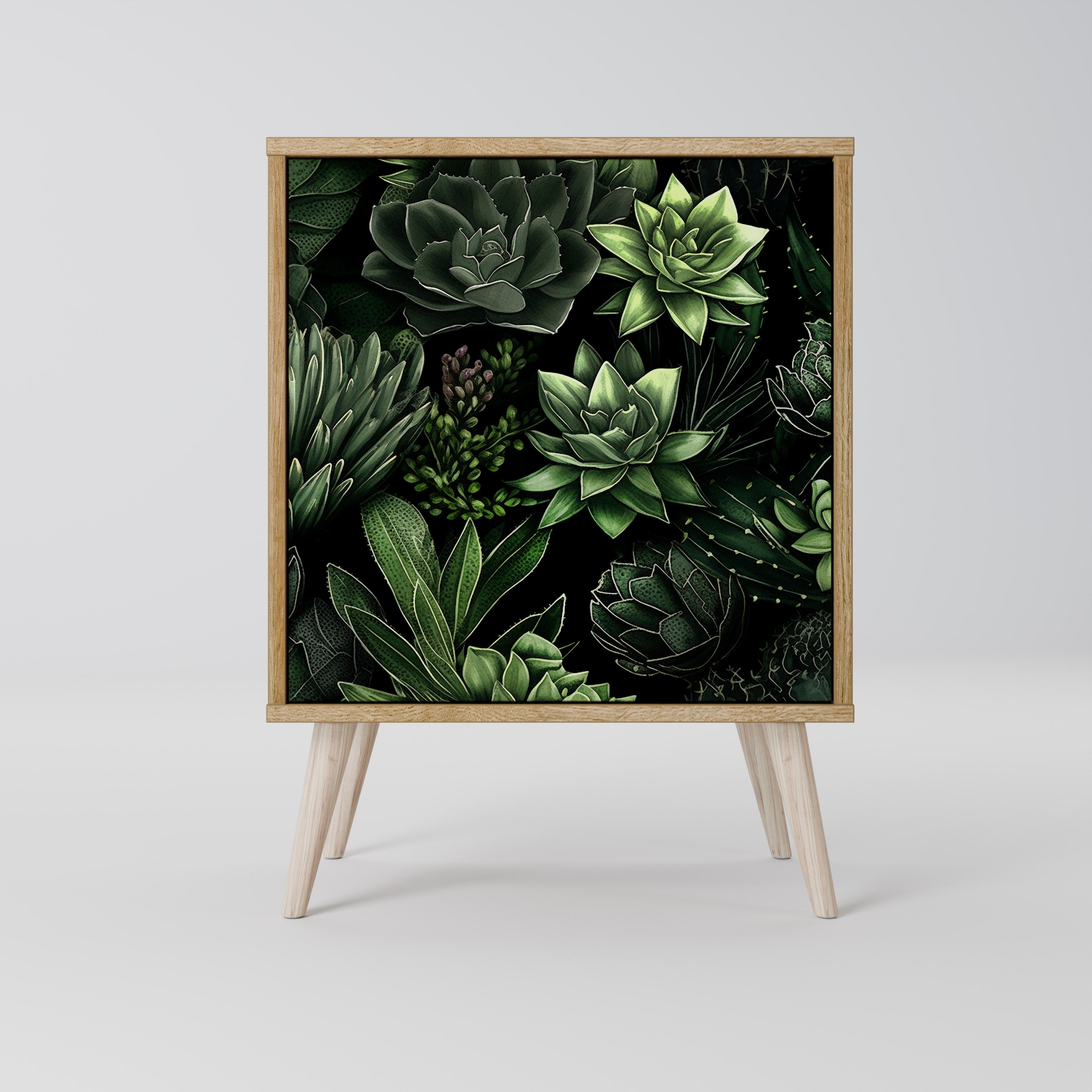 SUCCULENT JUNGLE Sideboard mit 1 Tür in Eiche-Optik