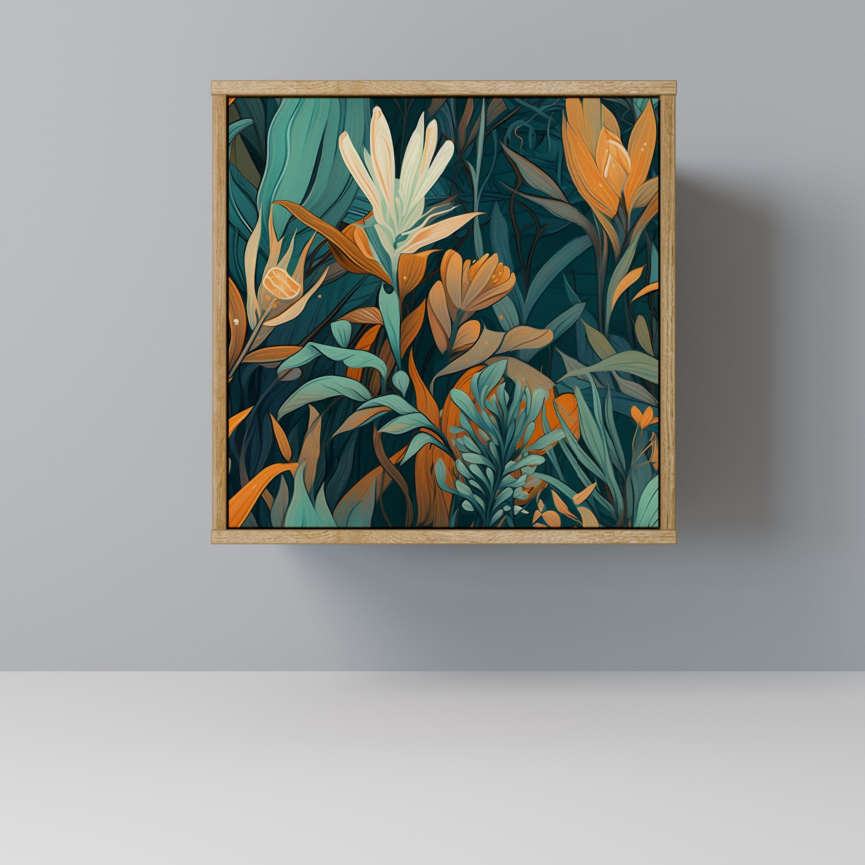 FLORAL SERENITY Sideboard mit 1 Tür in Eiche-Optik