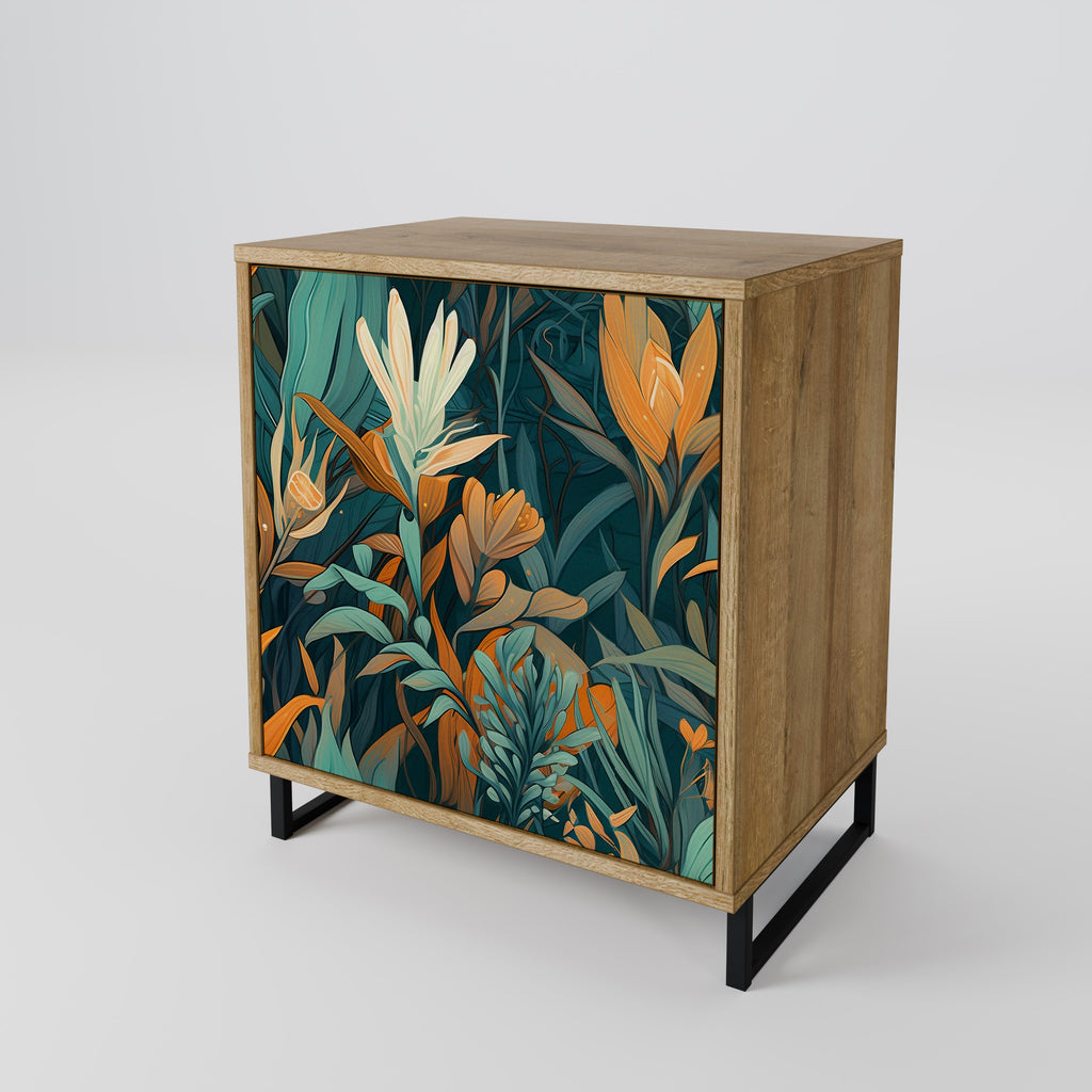 FLORAL SERENITY Sideboard mit 1 Tür in Eiche-Optik