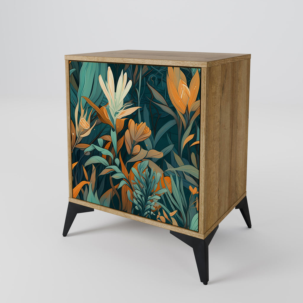 FLORAL SERENITY Sideboard mit 1 Tür in Eiche-Optik