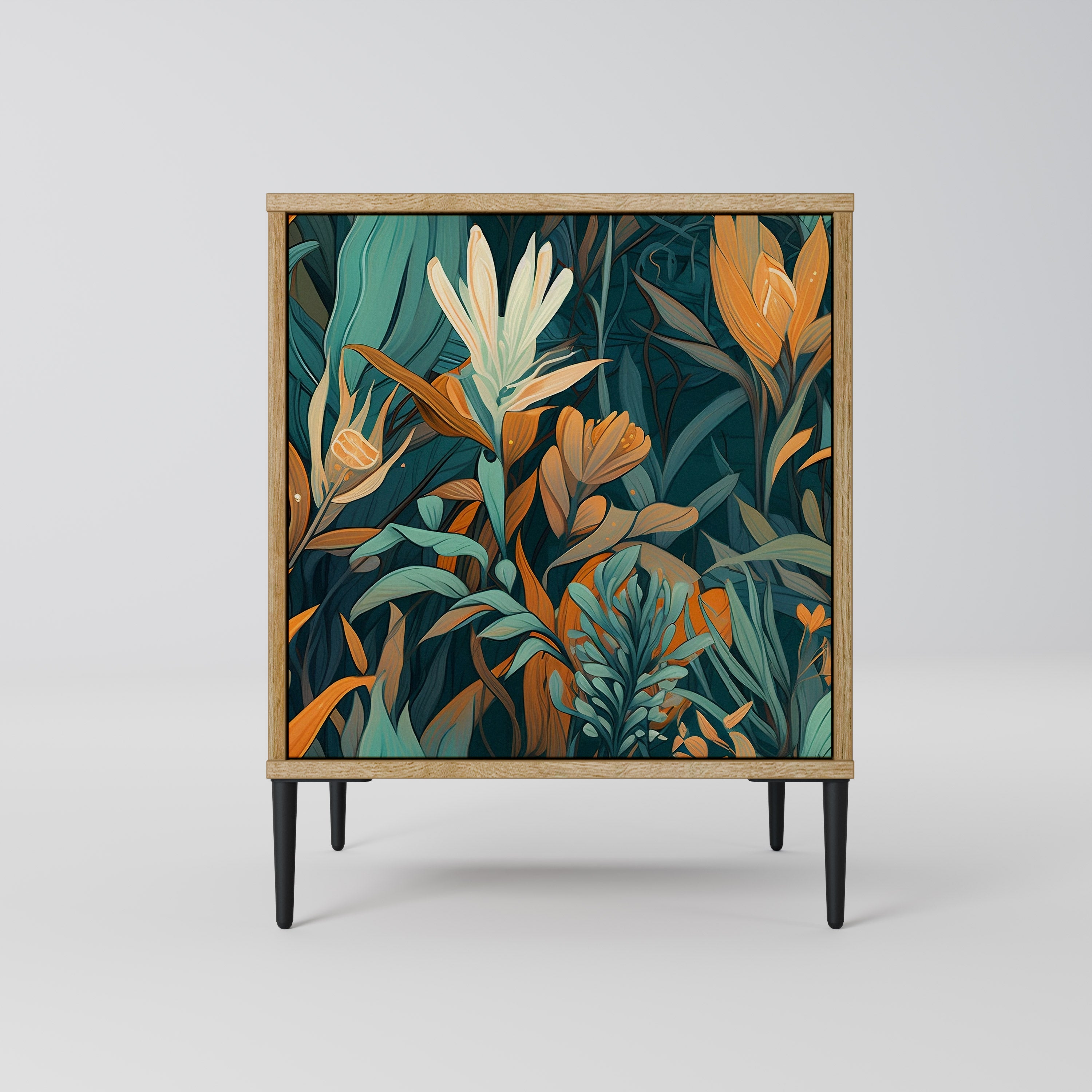 FLORAL SERENITY Sideboard mit 1 Tür in Eiche-Optik