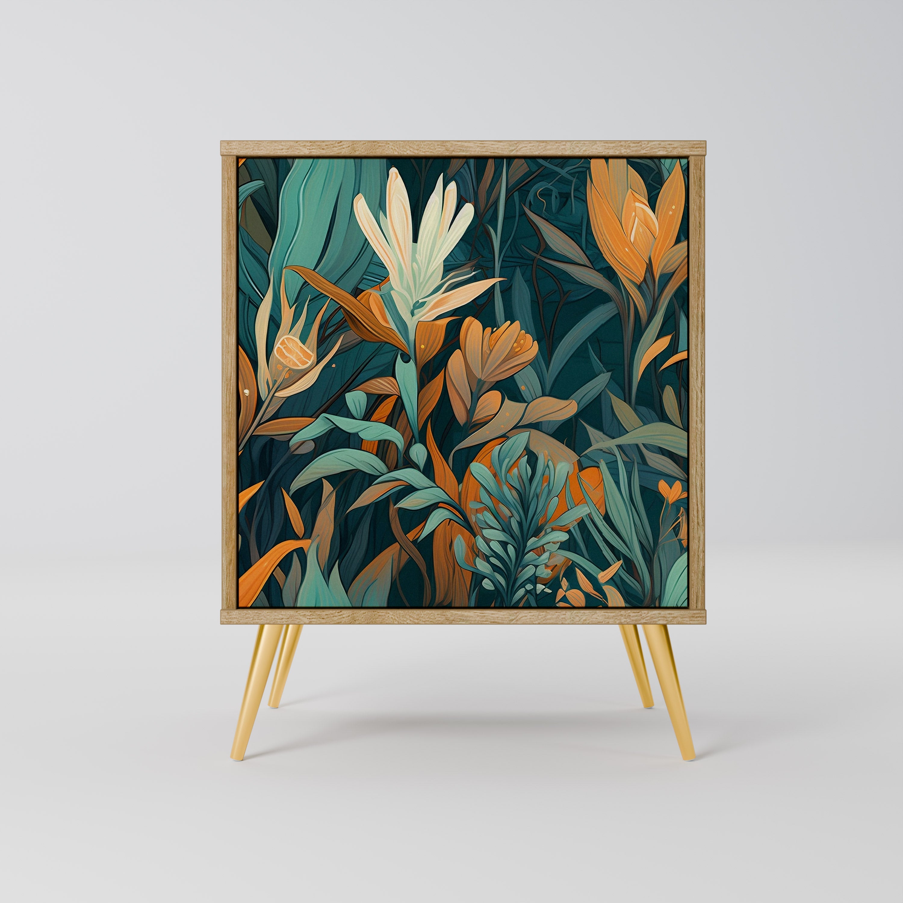 FLORAL SERENITY Sideboard mit 1 Tür in Eiche-Optik