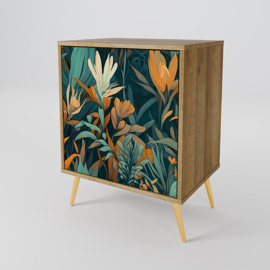 FLORAL SERENITY Sideboard mit 1 Tür in Eiche-Optik