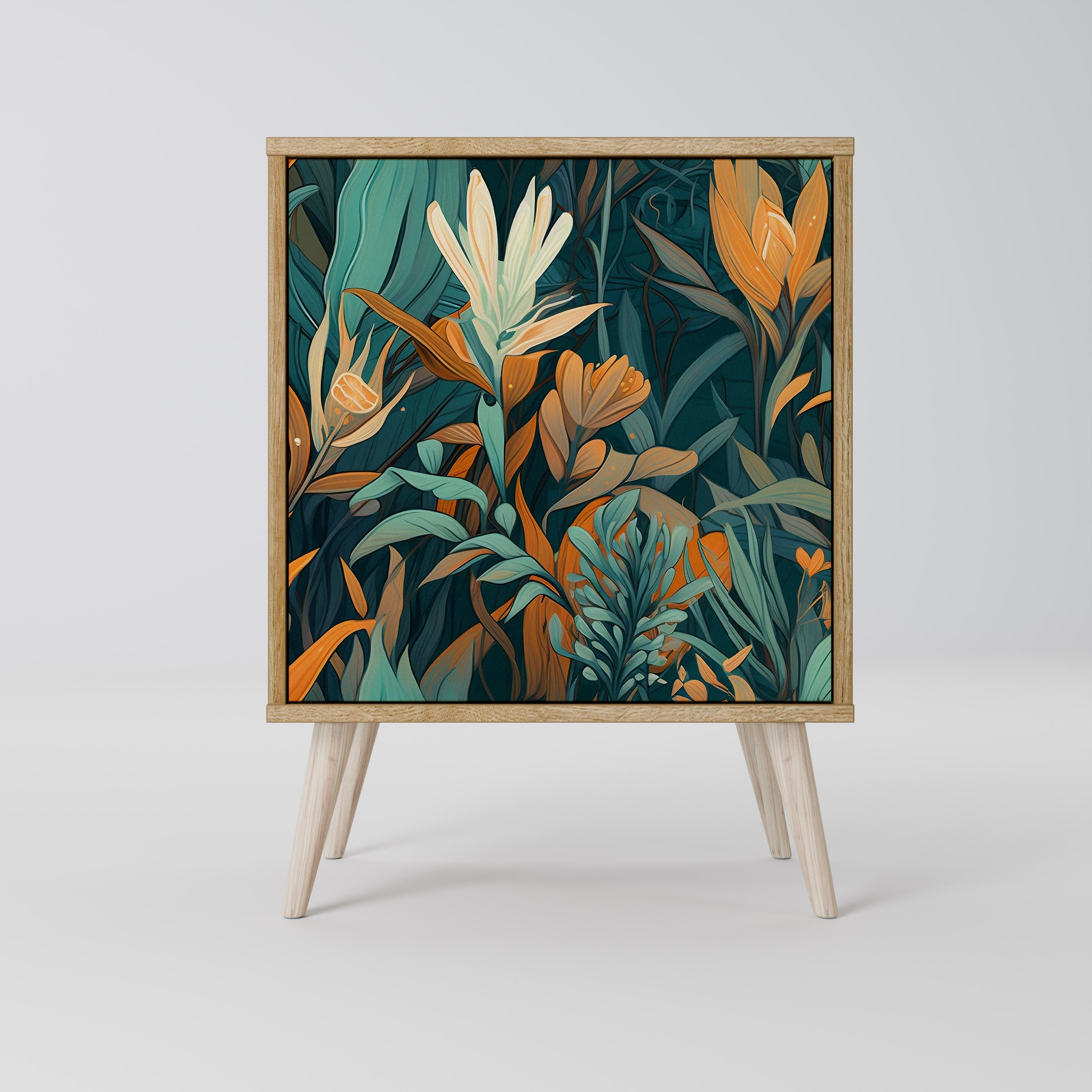 FLORAL SERENITY Sideboard mit 1 Tür in Eiche-Optik