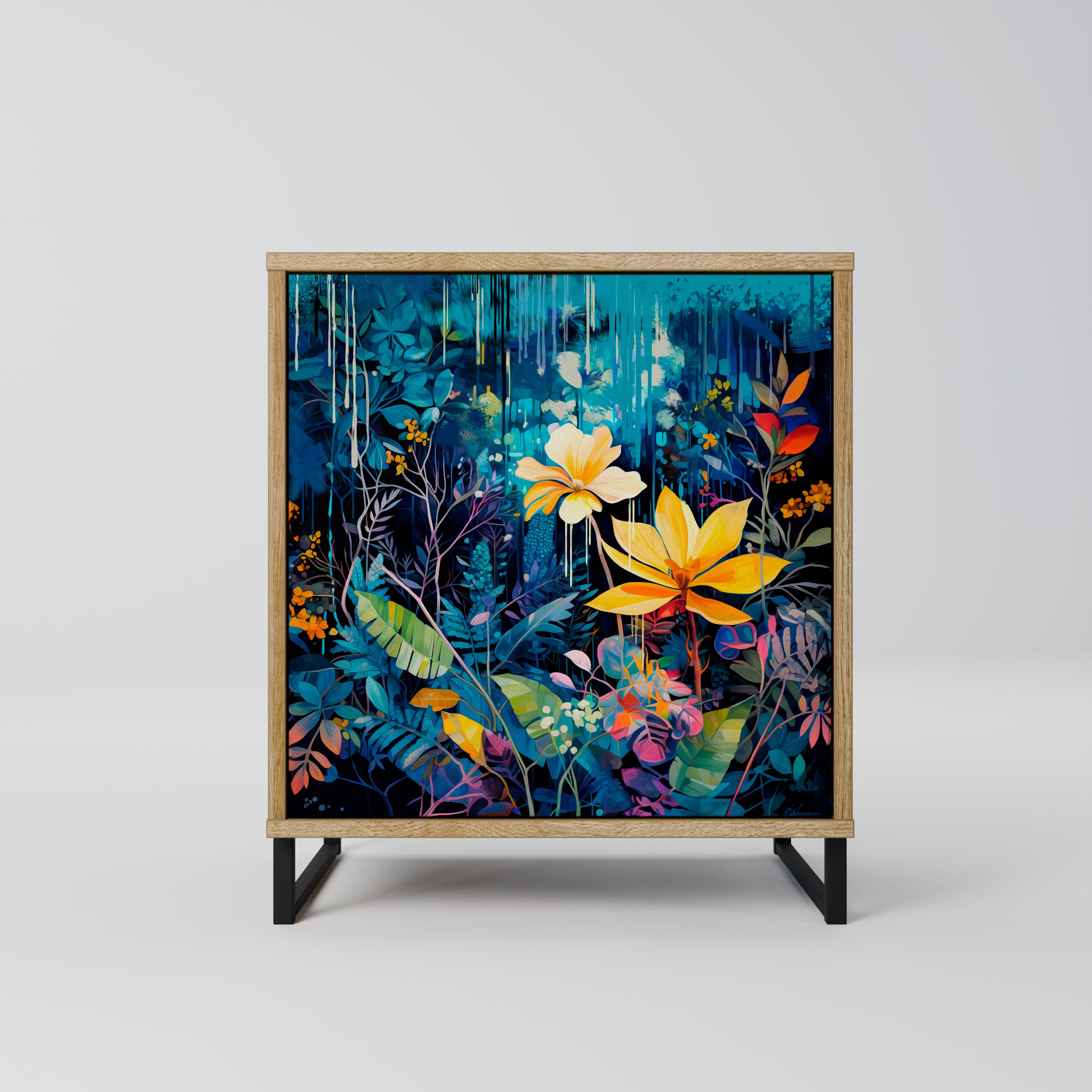 MIDNIGHT BLOSSOM Sideboard mit 1 Tür in Eiche-Optik