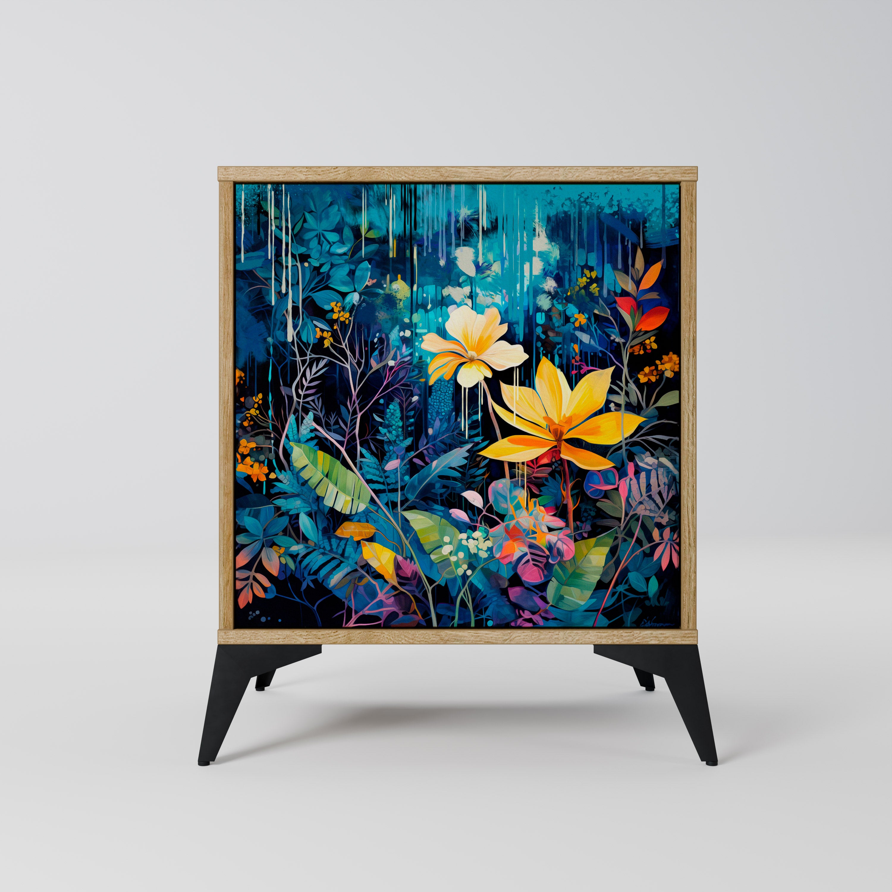 MIDNIGHT BLOSSOM Sideboard mit 1 Tür in Eiche-Optik