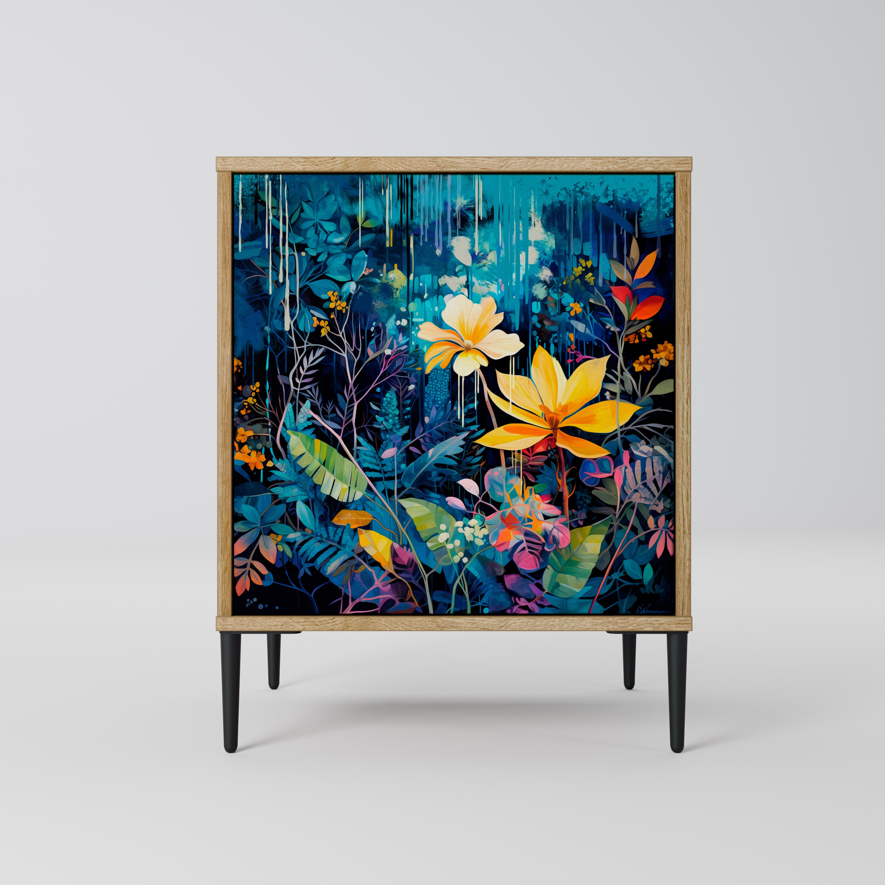 MIDNIGHT BLOSSOM Sideboard mit 1 Tür in Eiche-Optik