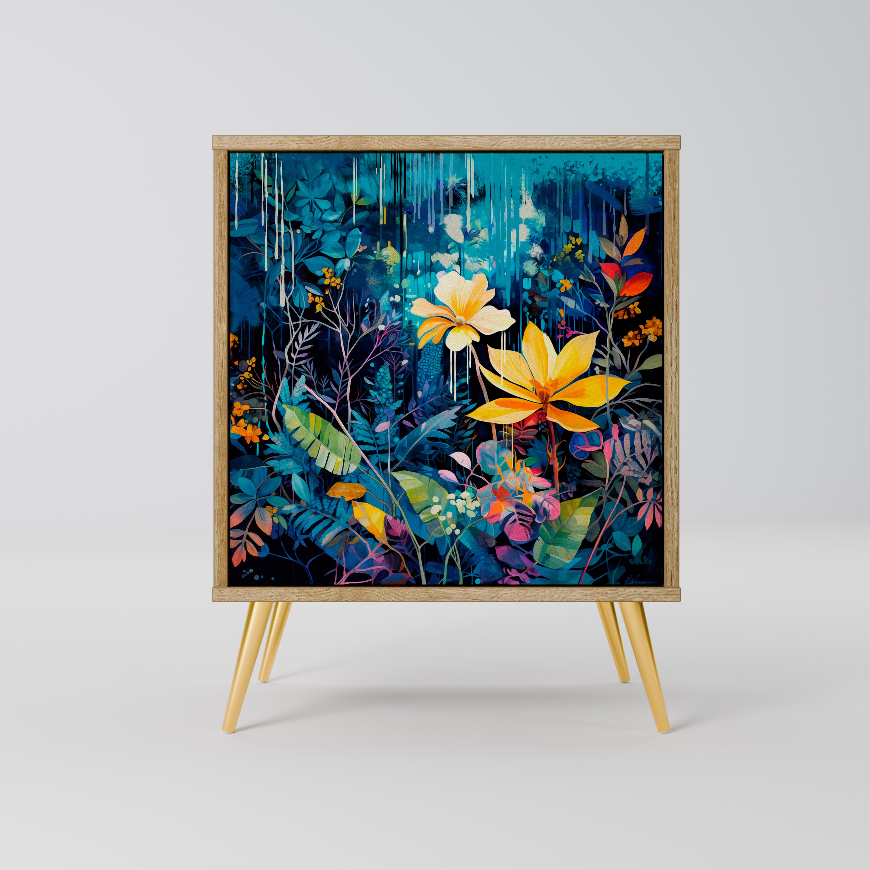 MIDNIGHT BLOSSOM Sideboard mit 1 Tür in Eiche-Optik