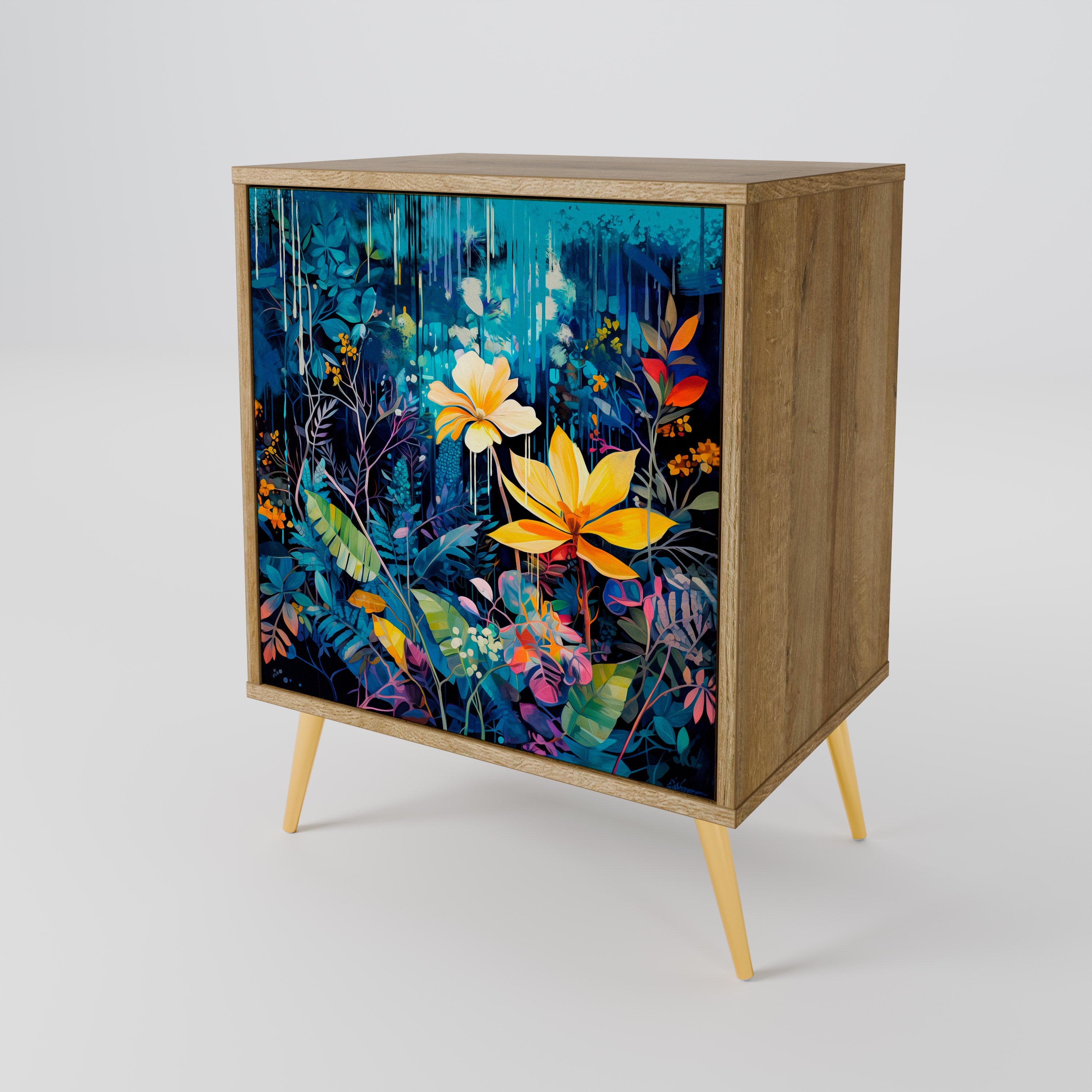 MIDNIGHT BLOSSOM Sideboard mit 1 Tür in Eiche-Optik