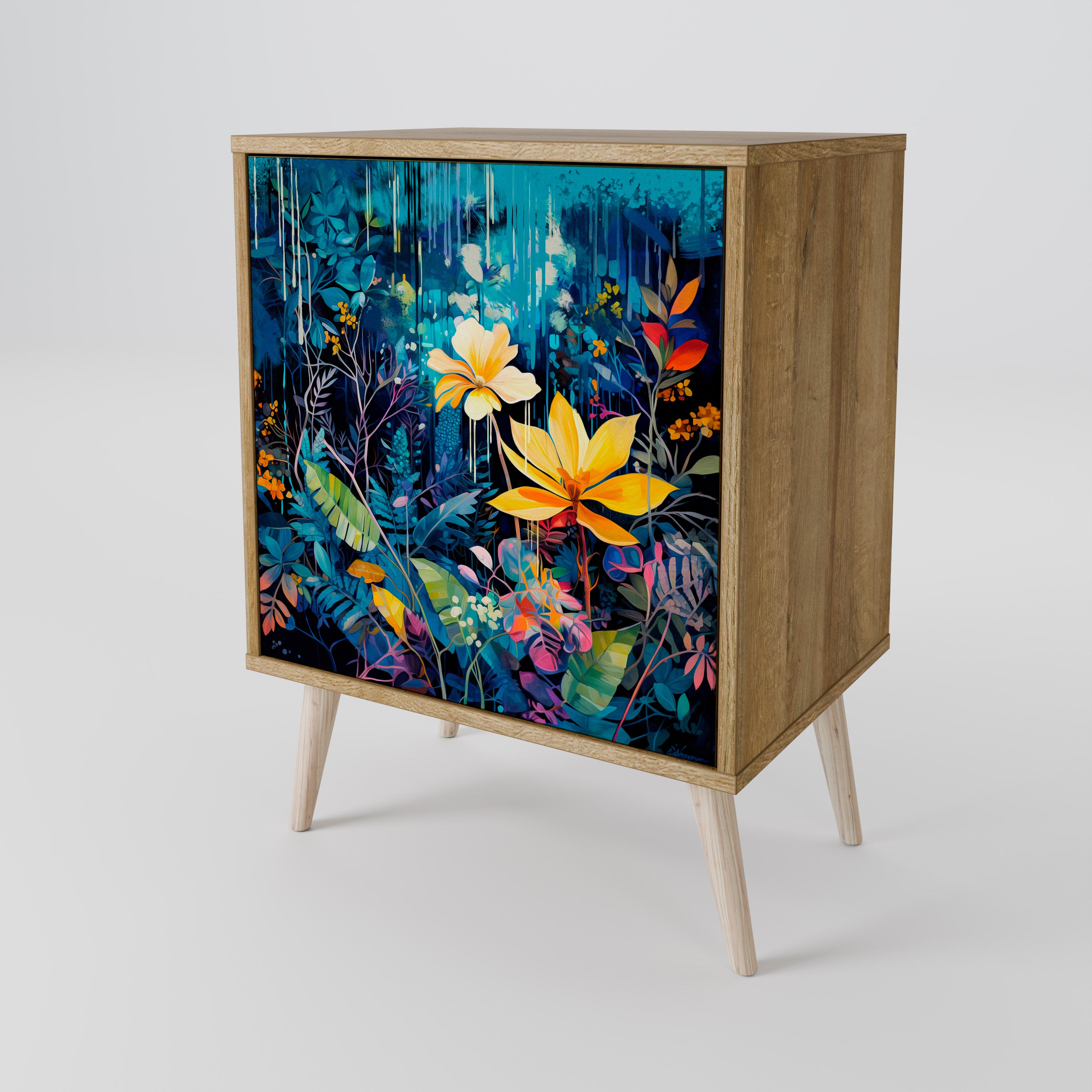 MIDNIGHT BLOSSOM Sideboard mit 1 Tür in Eiche-Optik