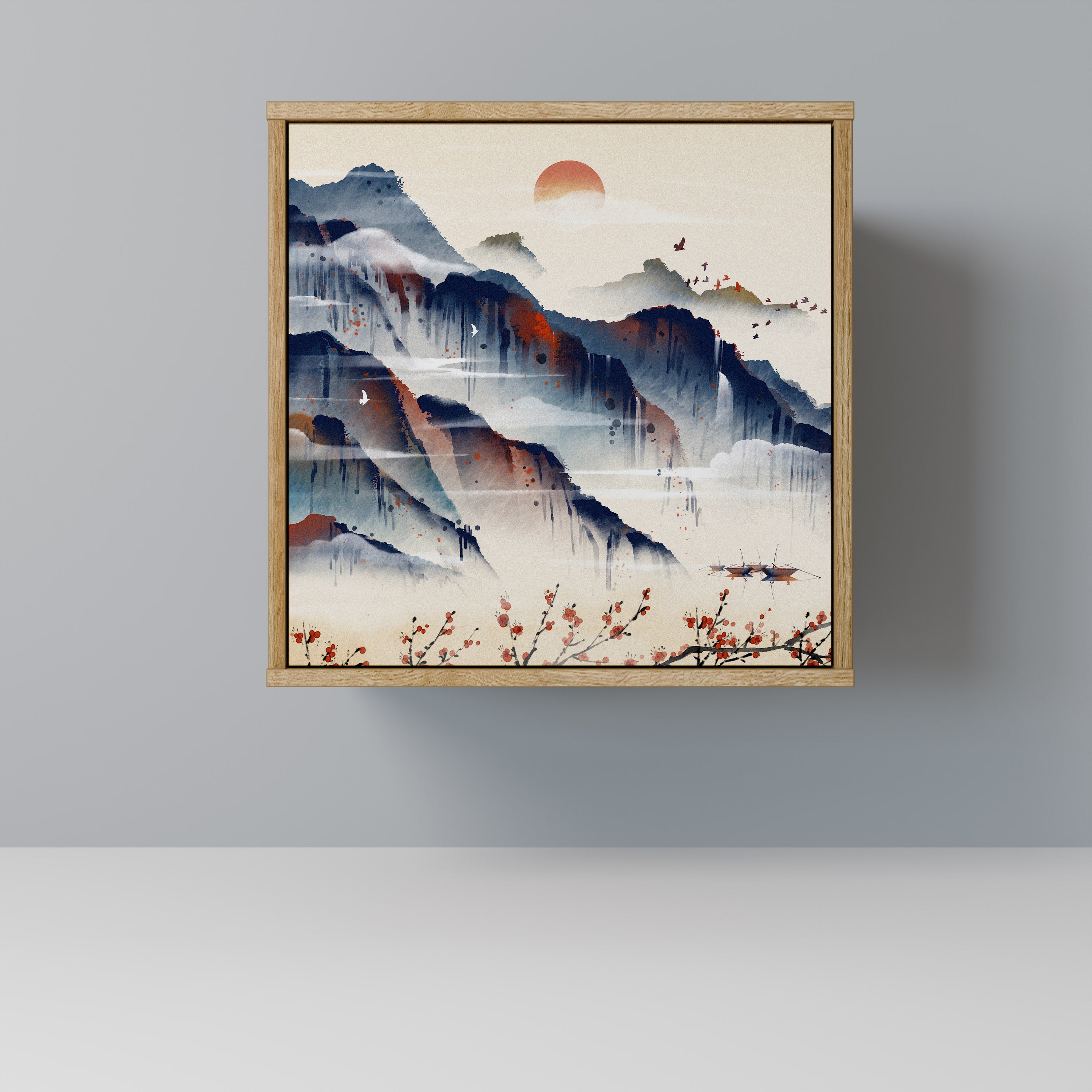 JAPANESE LANDSCAPE Sideboard mit 1 Tür in Eiche-Optik