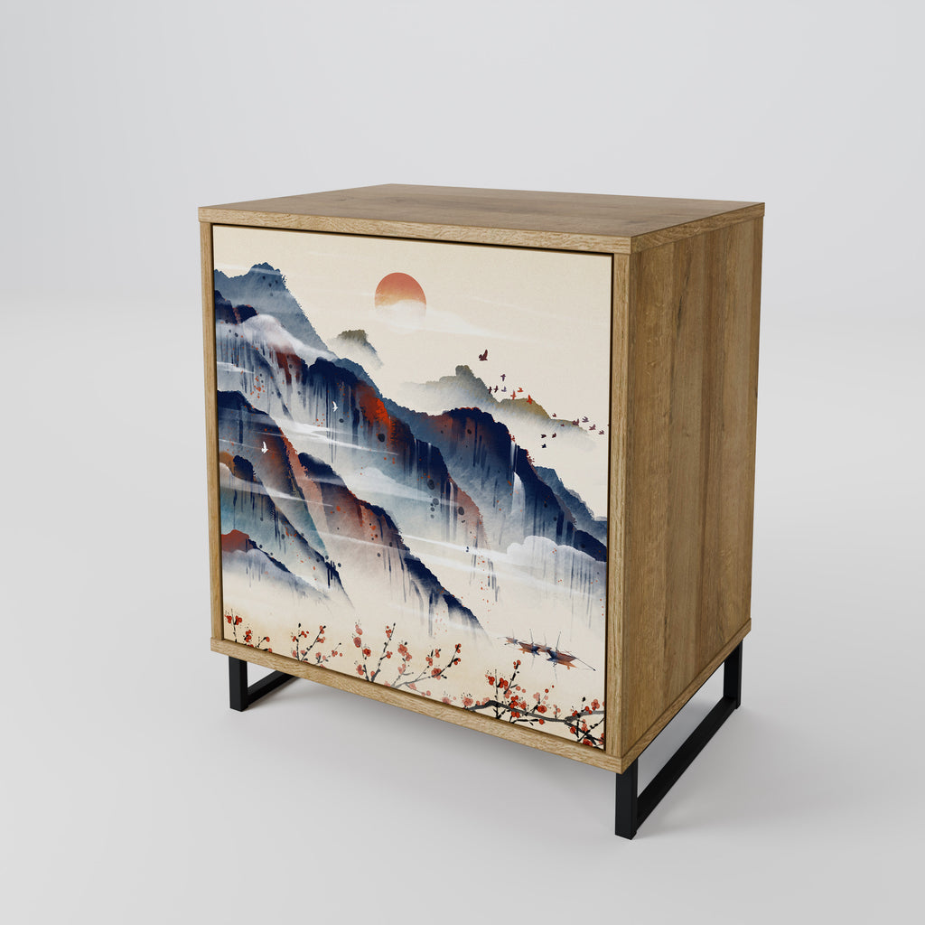 JAPANESE LANDSCAPE Sideboard mit 1 Tür in Eiche-Optik