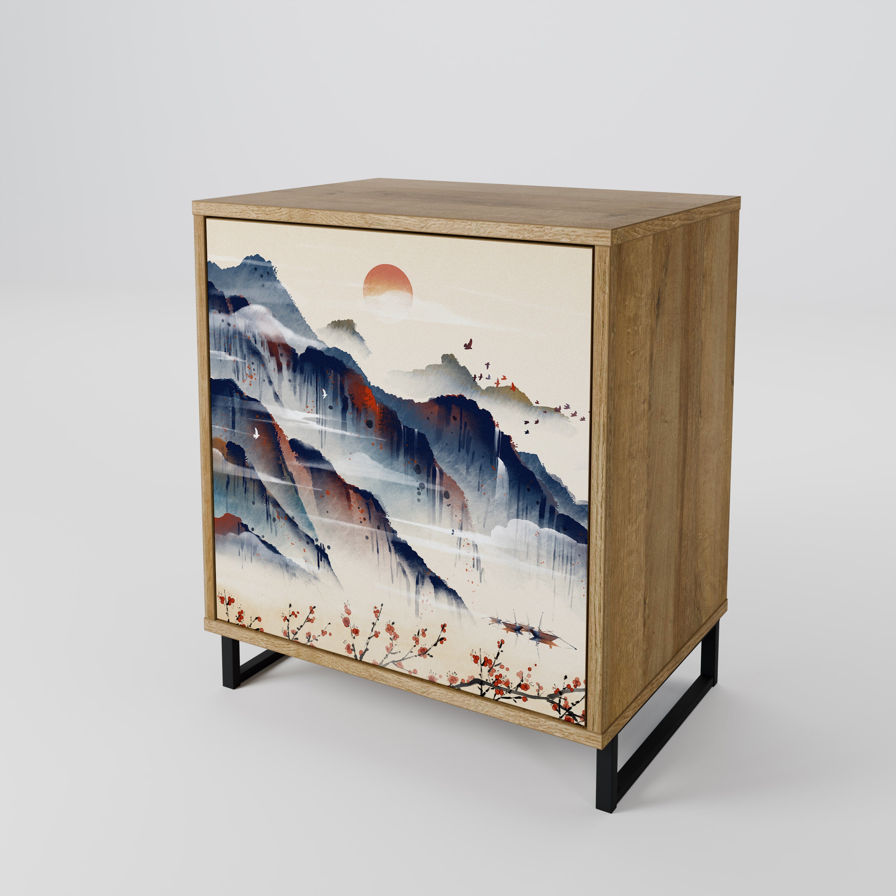 JAPANESE LANDSCAPE Sideboard mit 1 Tür in Eiche-Optik