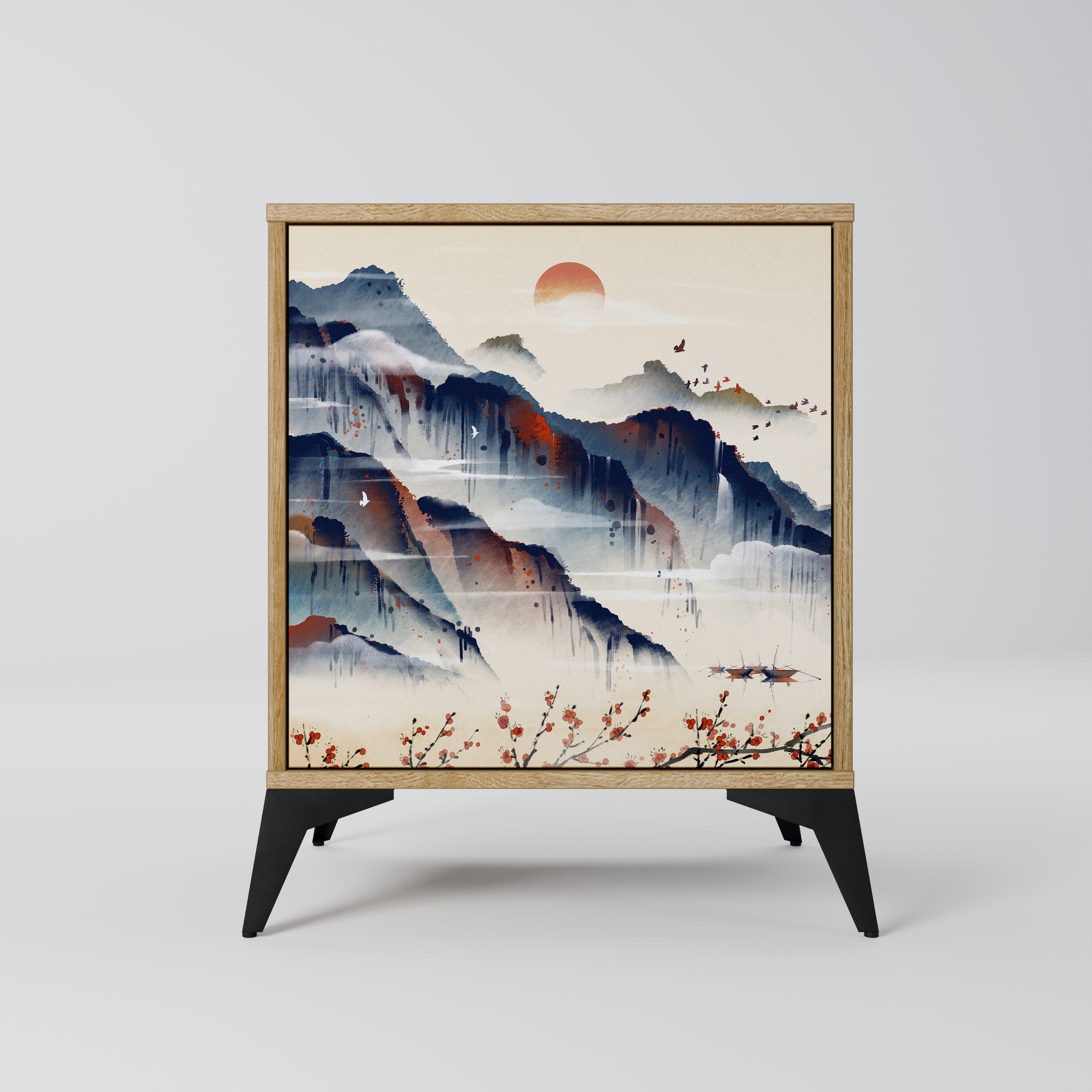 JAPANESE LANDSCAPE Sideboard mit 1 Tür in Eiche-Optik