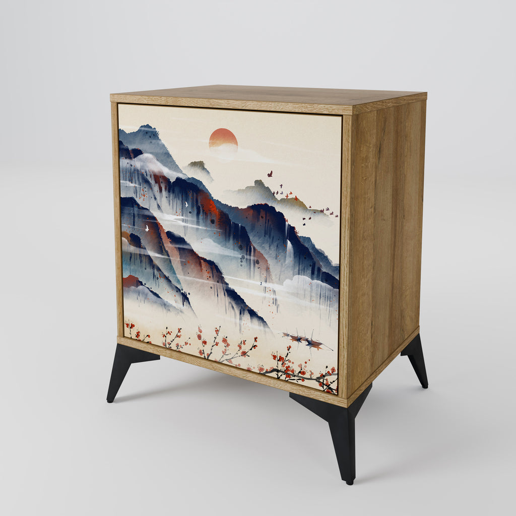 JAPANESE LANDSCAPE Sideboard mit 1 Tür in Eiche-Optik