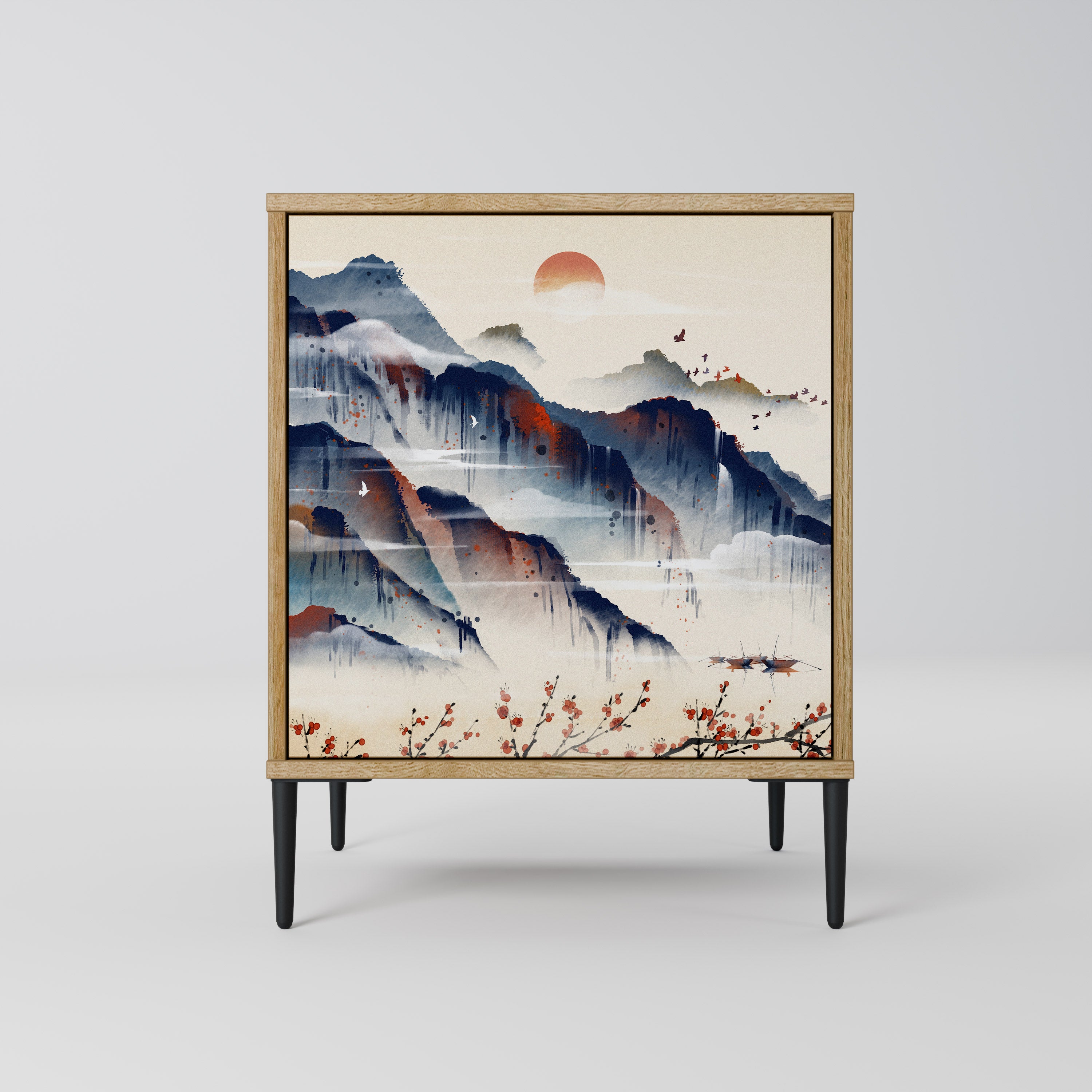 JAPANESE LANDSCAPE Sideboard mit 1 Tür in Eiche-Optik
