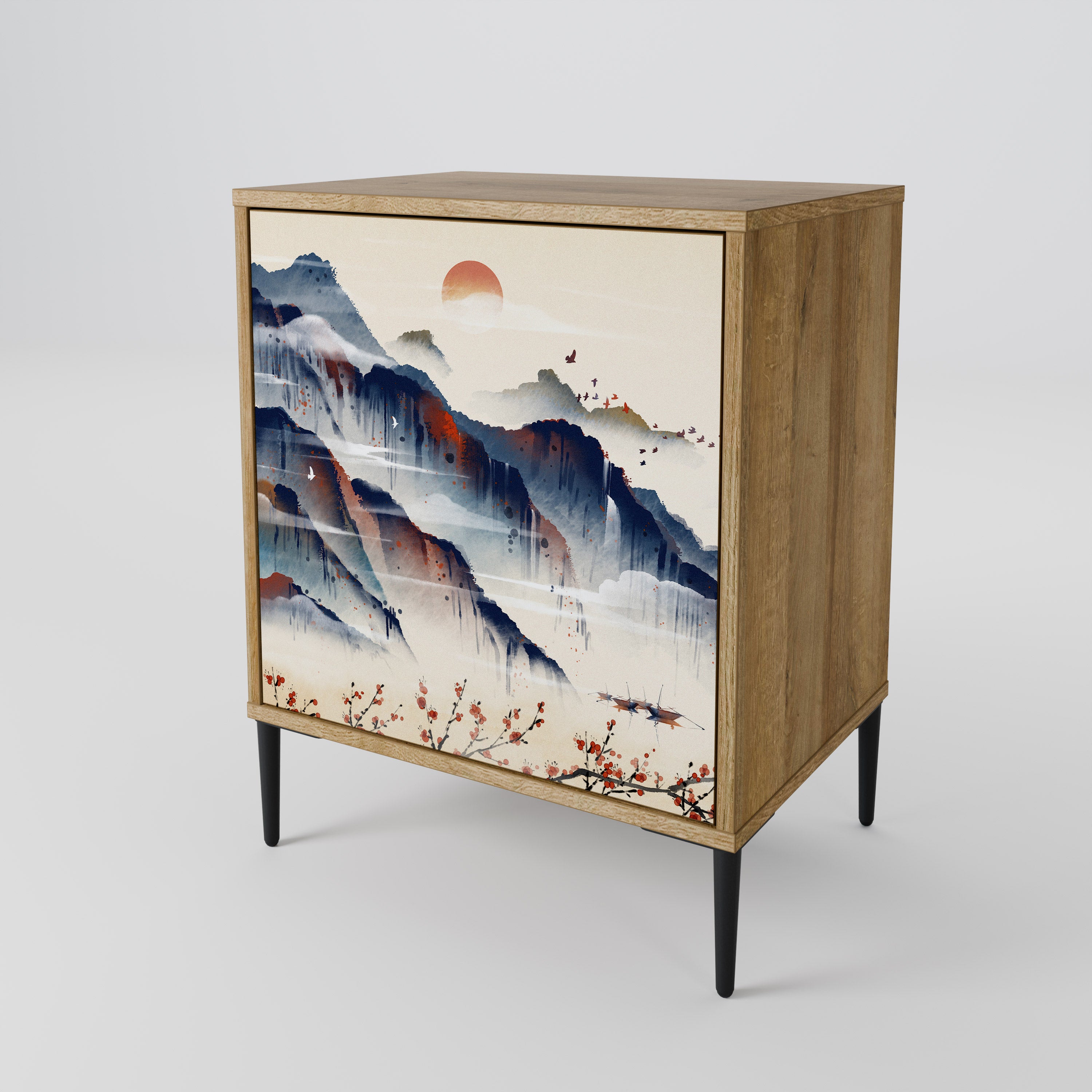JAPANESE LANDSCAPE Sideboard mit 1 Tür in Eiche-Optik