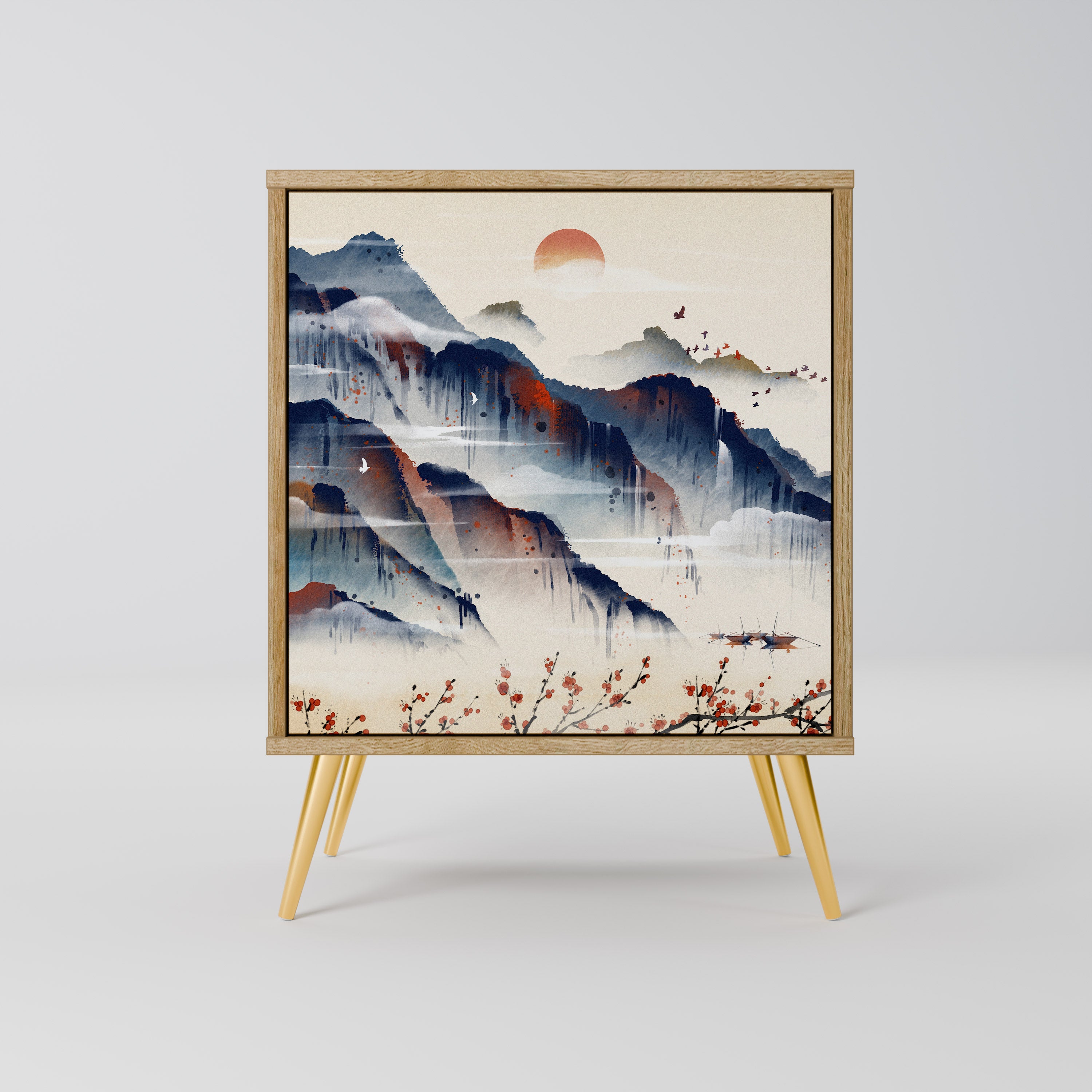 JAPANESE LANDSCAPE Sideboard mit 1 Tür in Eiche-Optik