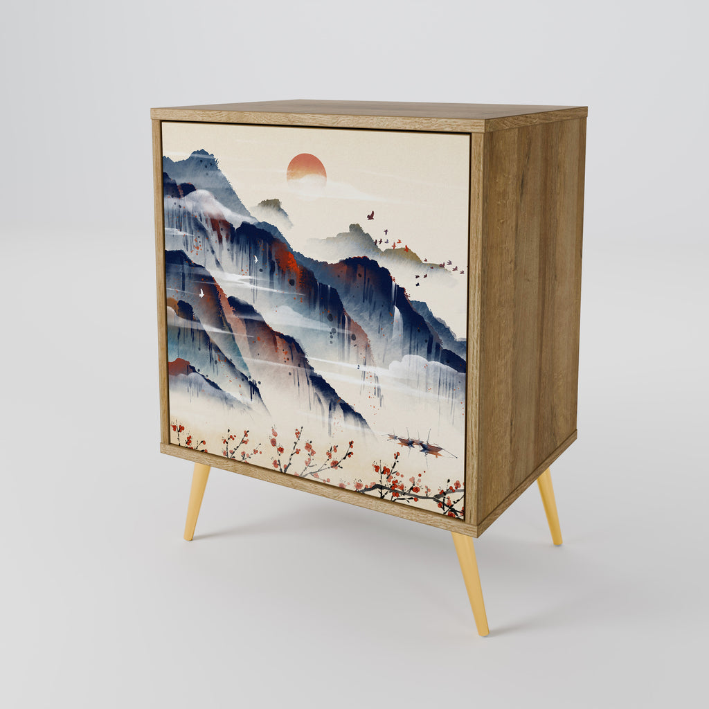 JAPANESE LANDSCAPE Sideboard mit 1 Tür in Eiche-Optik