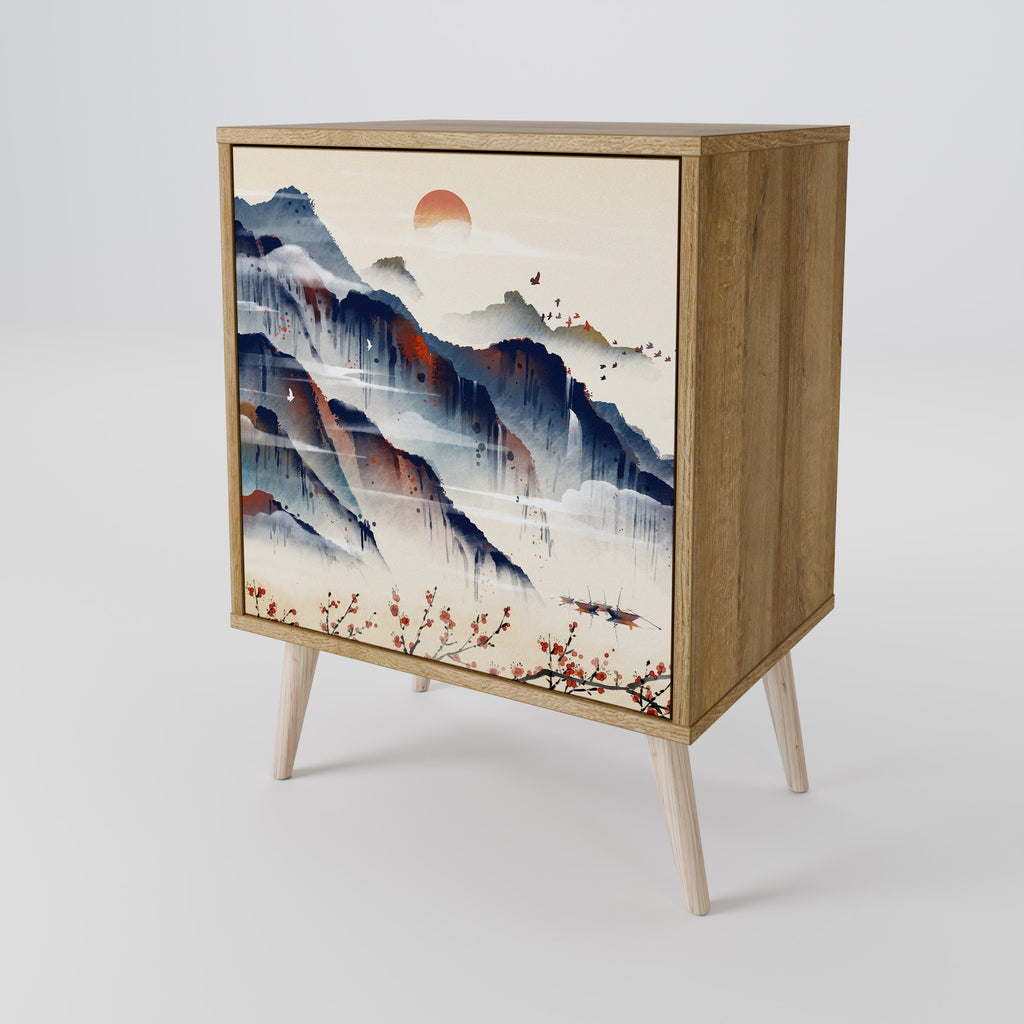 JAPANESE LANDSCAPE Sideboard mit 1 Tür in Eiche-Optik