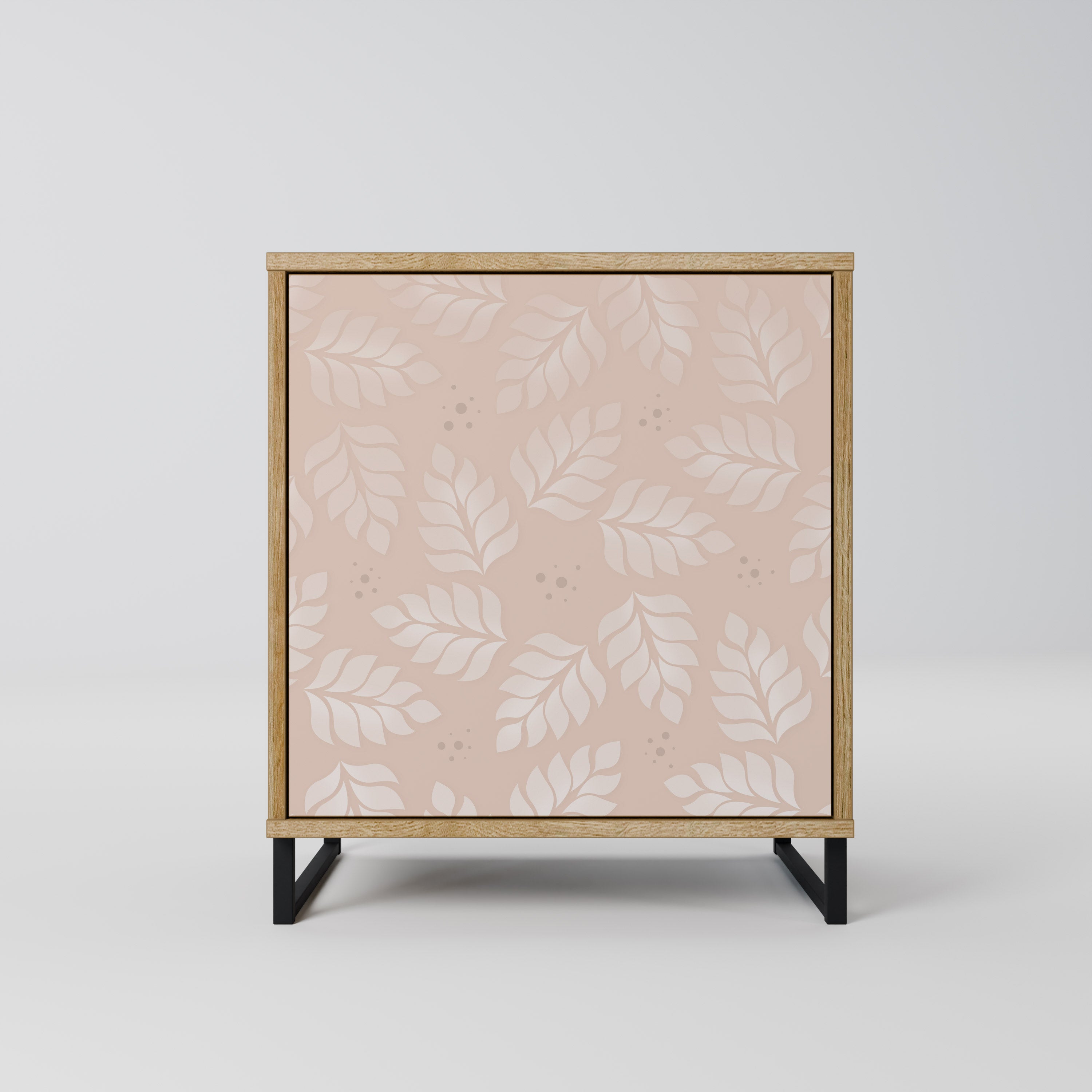 LEAVES ON BEIGE Sideboard mit 1 Tür in Eiche-Optik