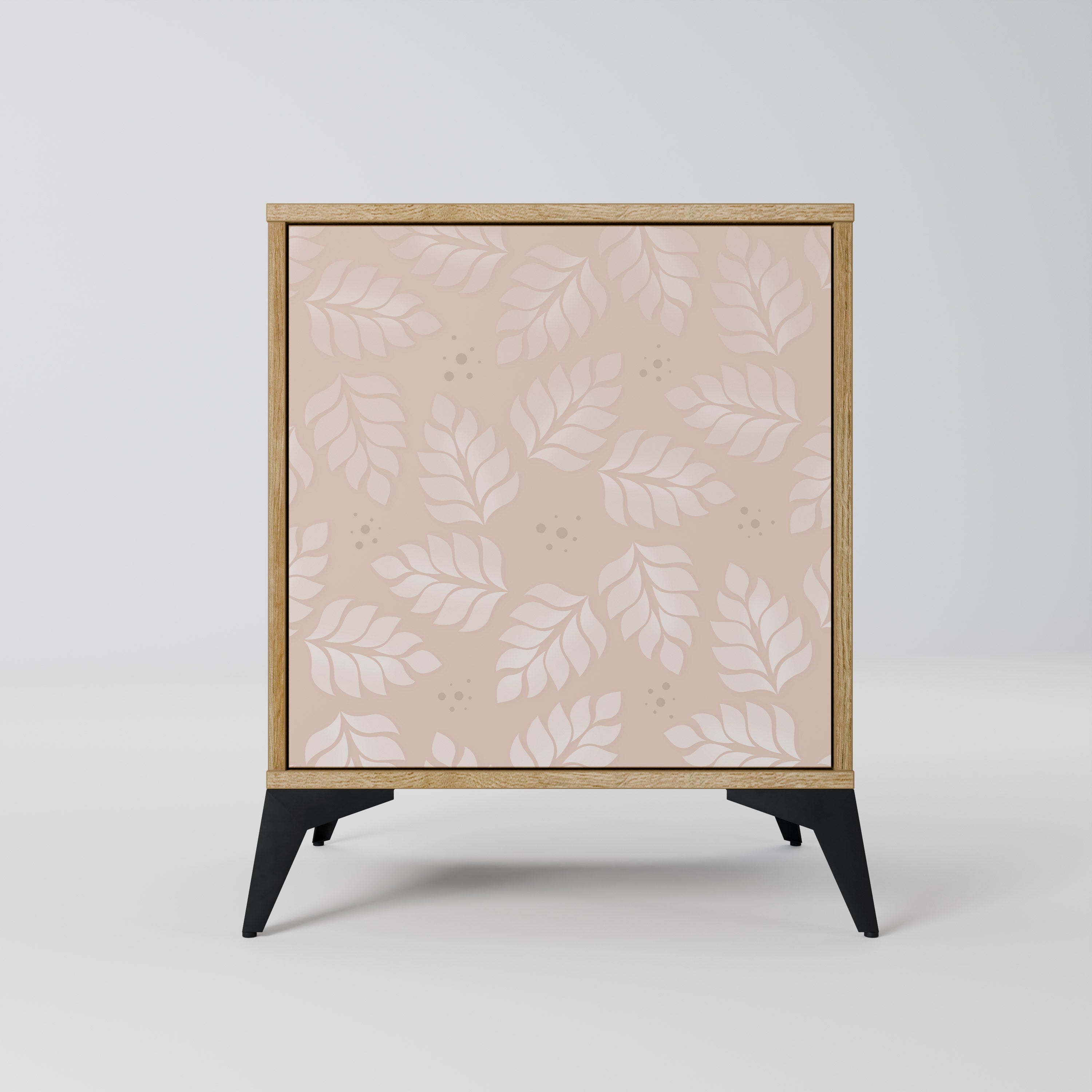 LEAVES ON BEIGE Sideboard mit 1 Tür in Eiche-Optik