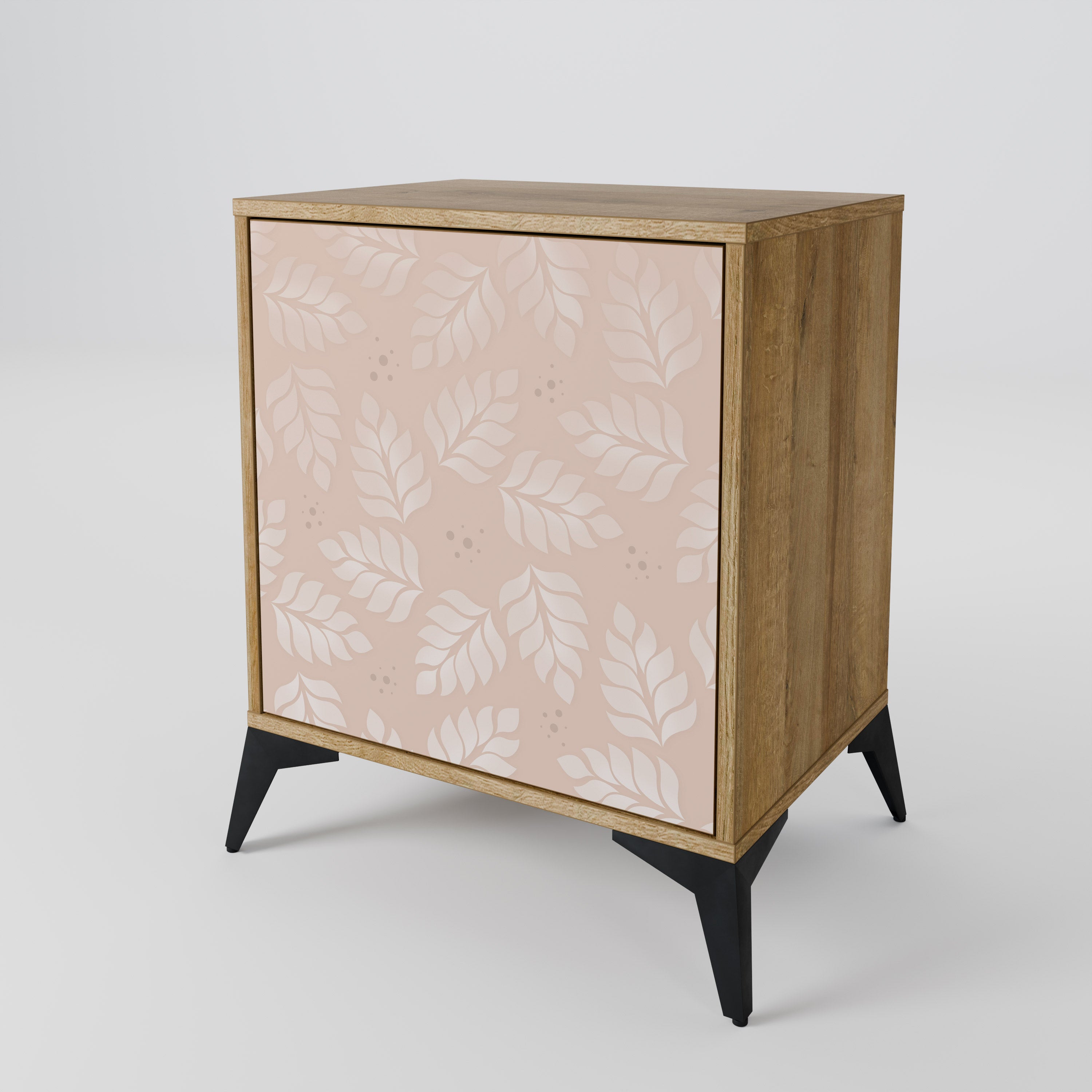LEAVES ON BEIGE Sideboard mit 1 Tür in Eiche-Optik